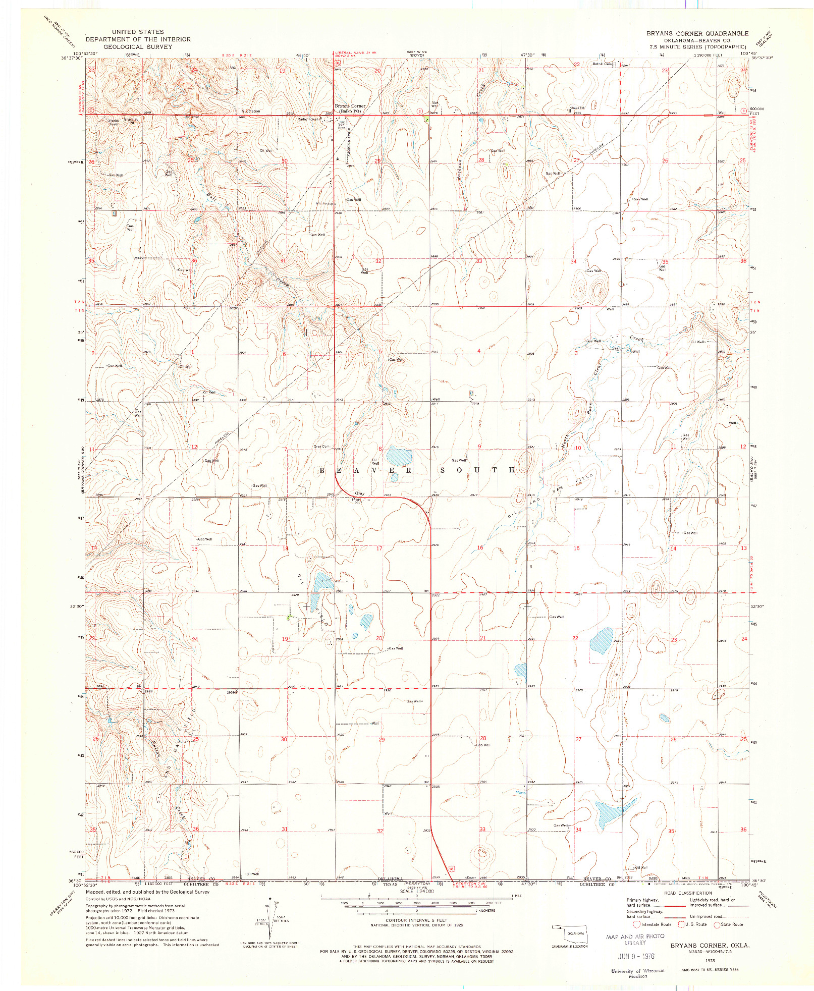 USGS 1:24000-SCALE QUADRANGLE FOR BRYANS CORNER, OK 1973