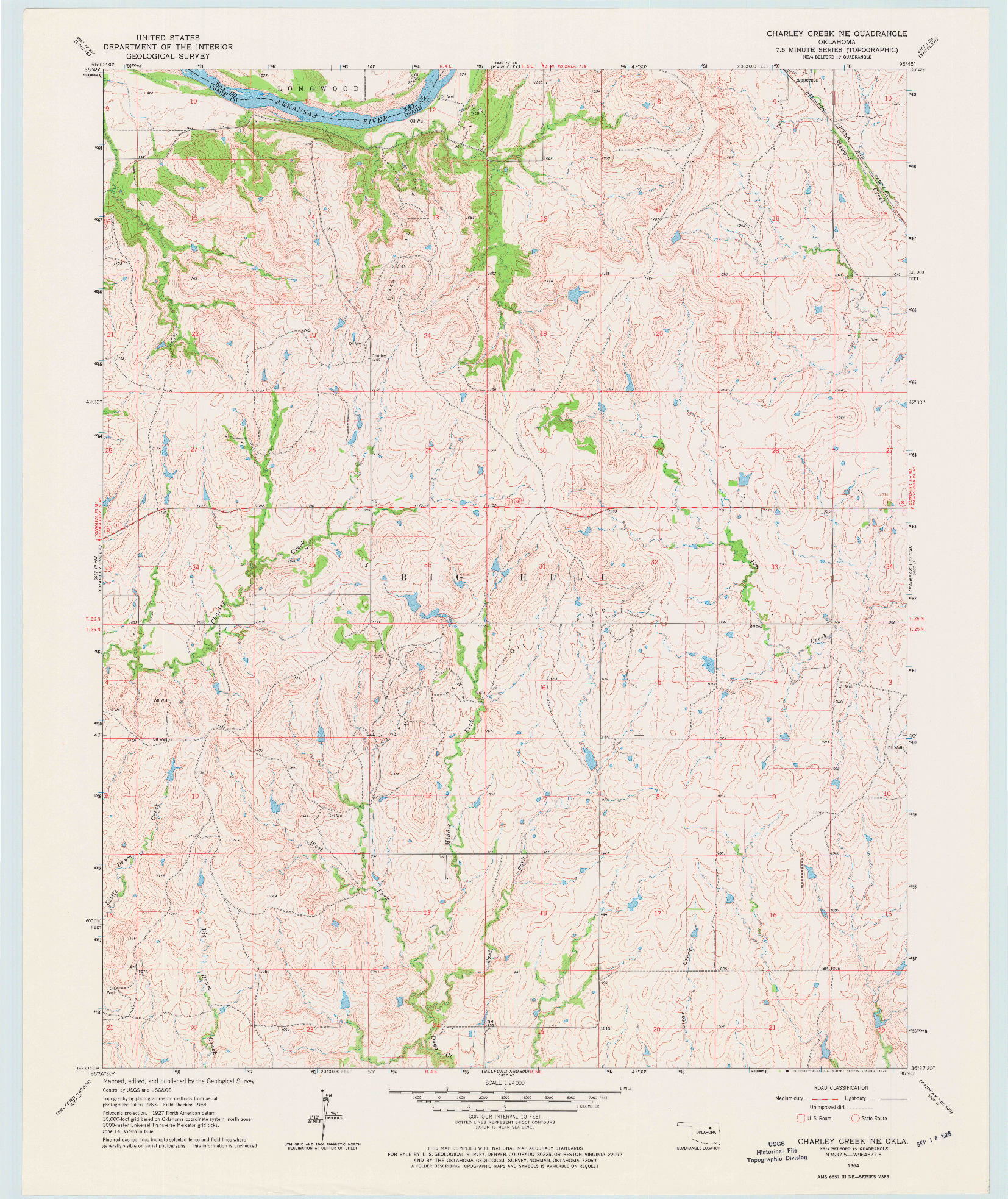 USGS 1:24000-SCALE QUADRANGLE FOR CHARLEY CREEK NE, OK 1964