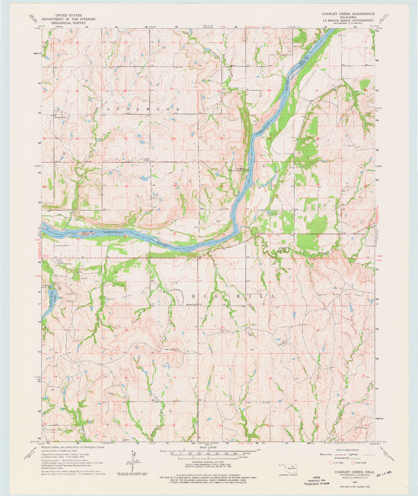 USGS 1:24000-SCALE QUADRANGLE FOR CHARLEY CREEK, OK 1963