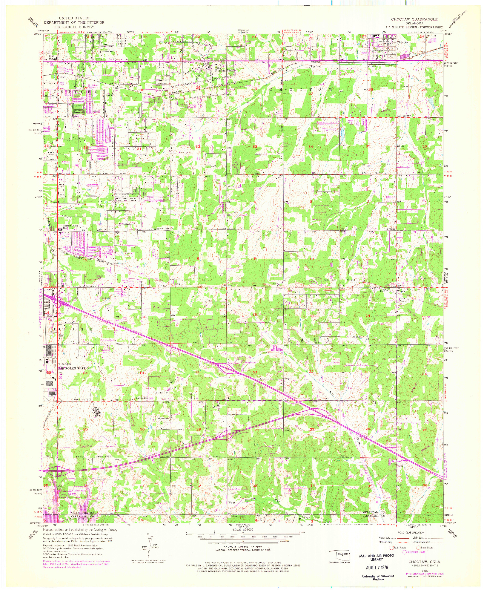 USGS 1:24000-SCALE QUADRANGLE FOR CHOCTAW, OK 1956