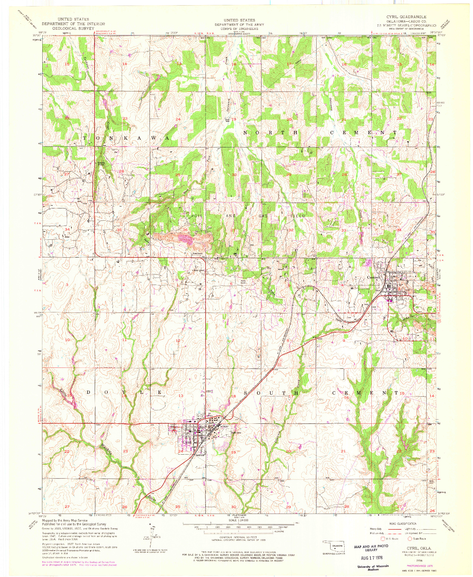 USGS 1:24000-SCALE QUADRANGLE FOR CYRIL, OK 1956