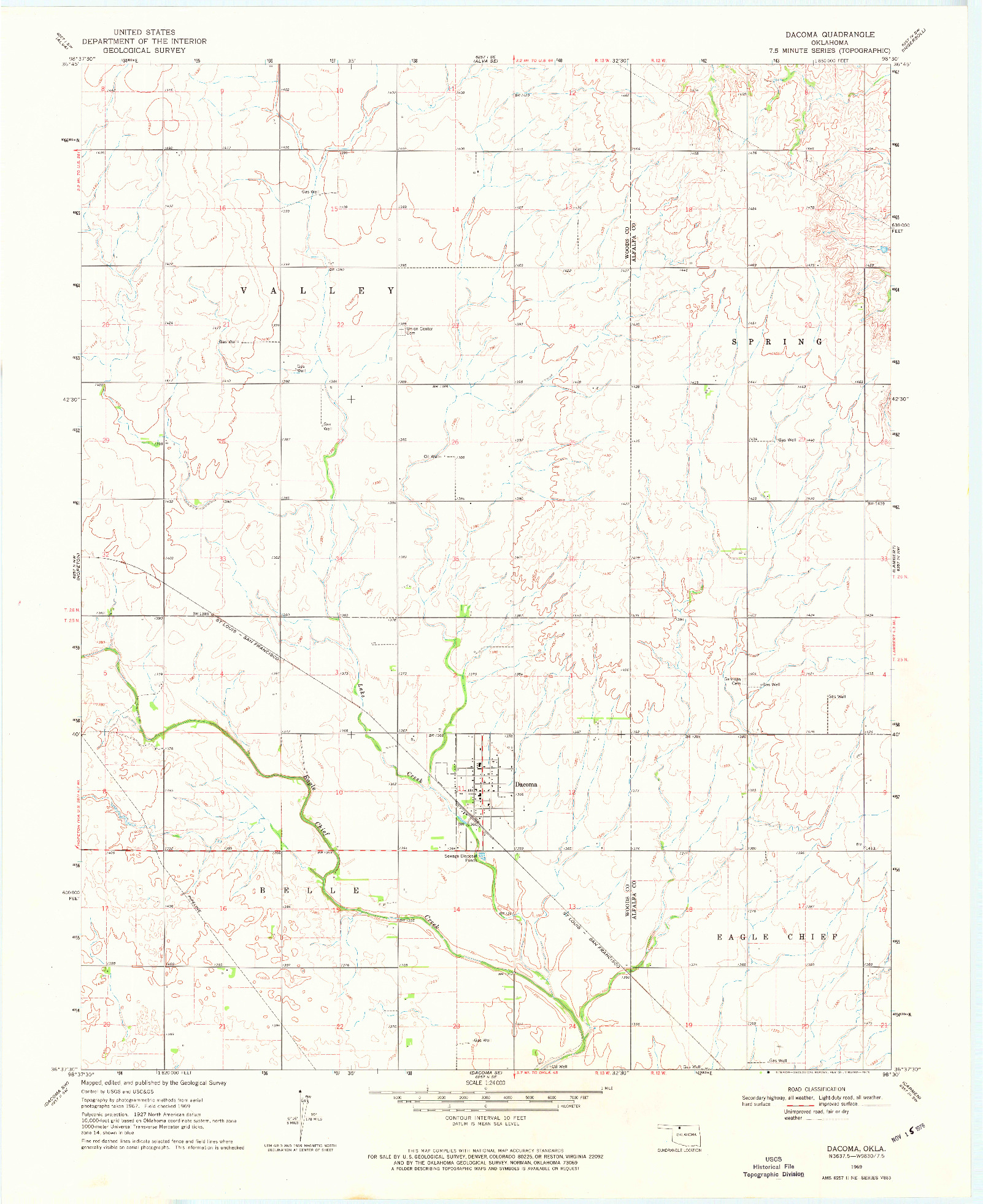 USGS 1:24000-SCALE QUADRANGLE FOR DACOMA, OK 1969