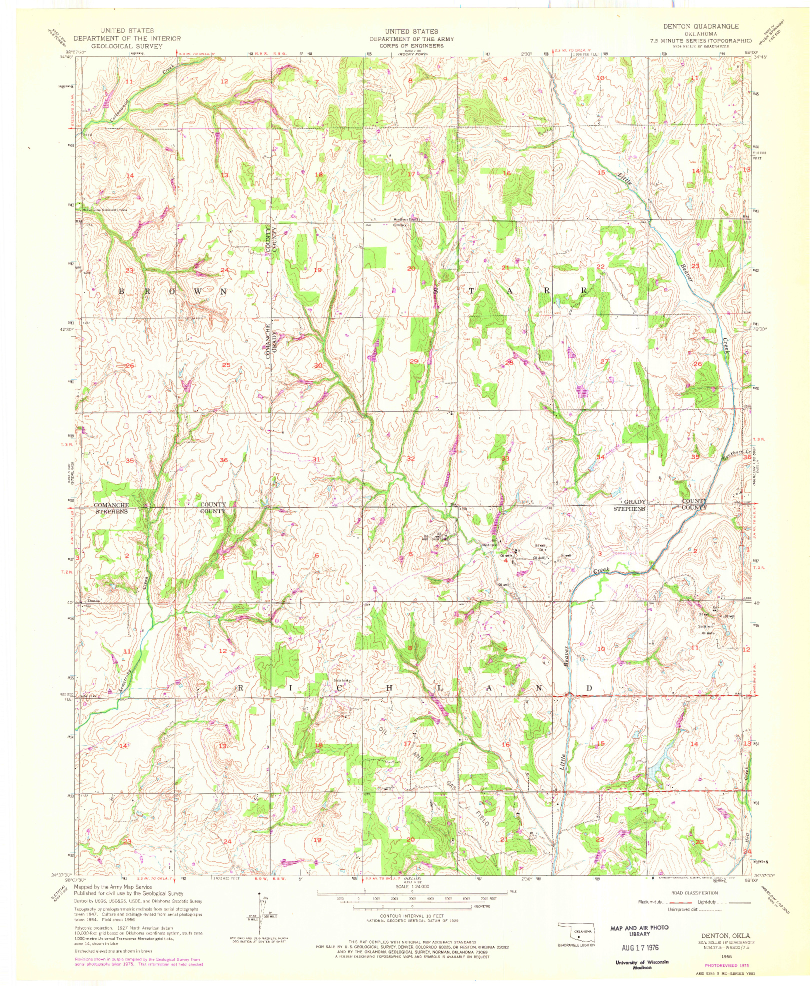 USGS 1:24000-SCALE QUADRANGLE FOR DENTON, OK 1956