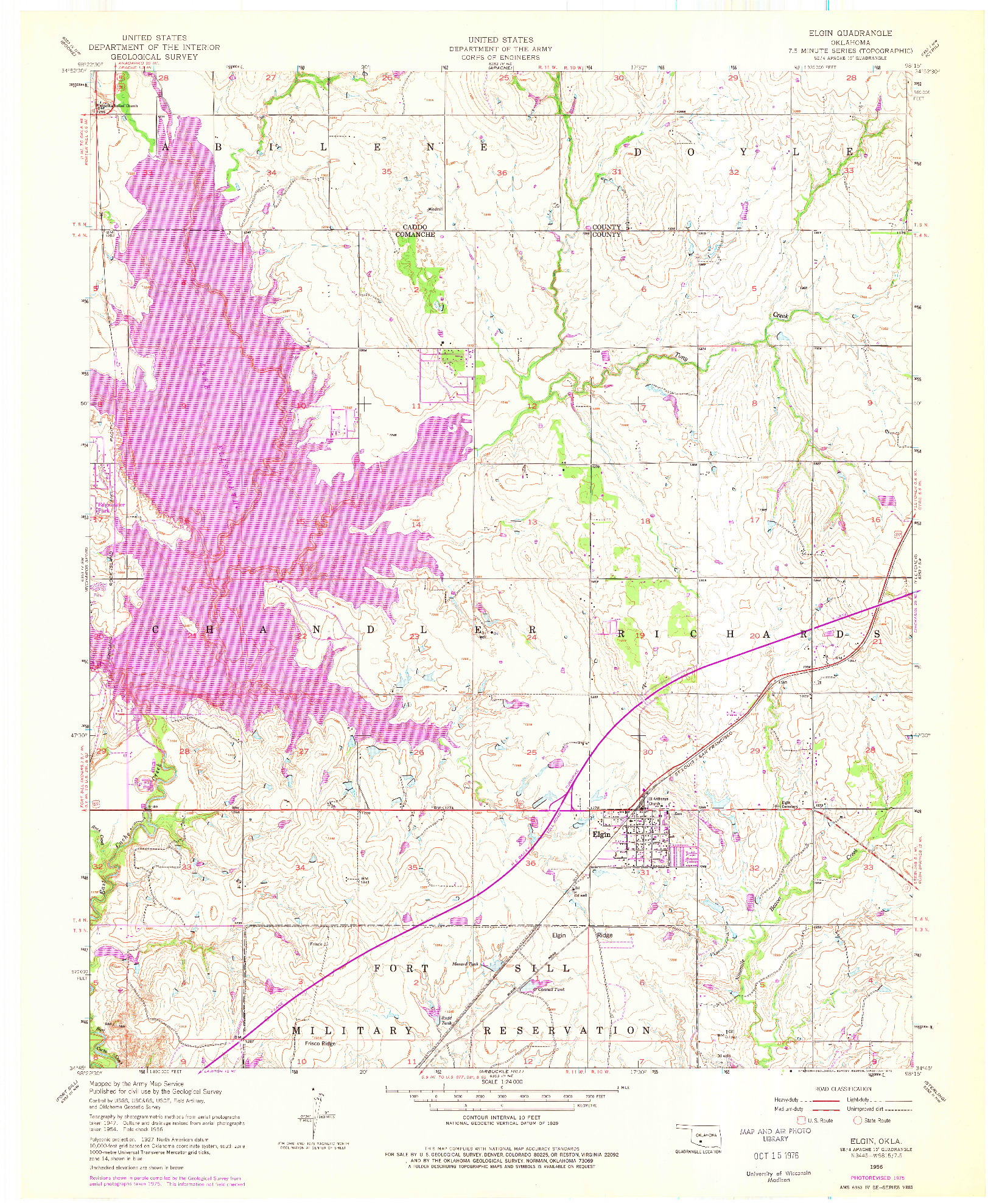 USGS 1:24000-SCALE QUADRANGLE FOR ELGIN, OK 1956