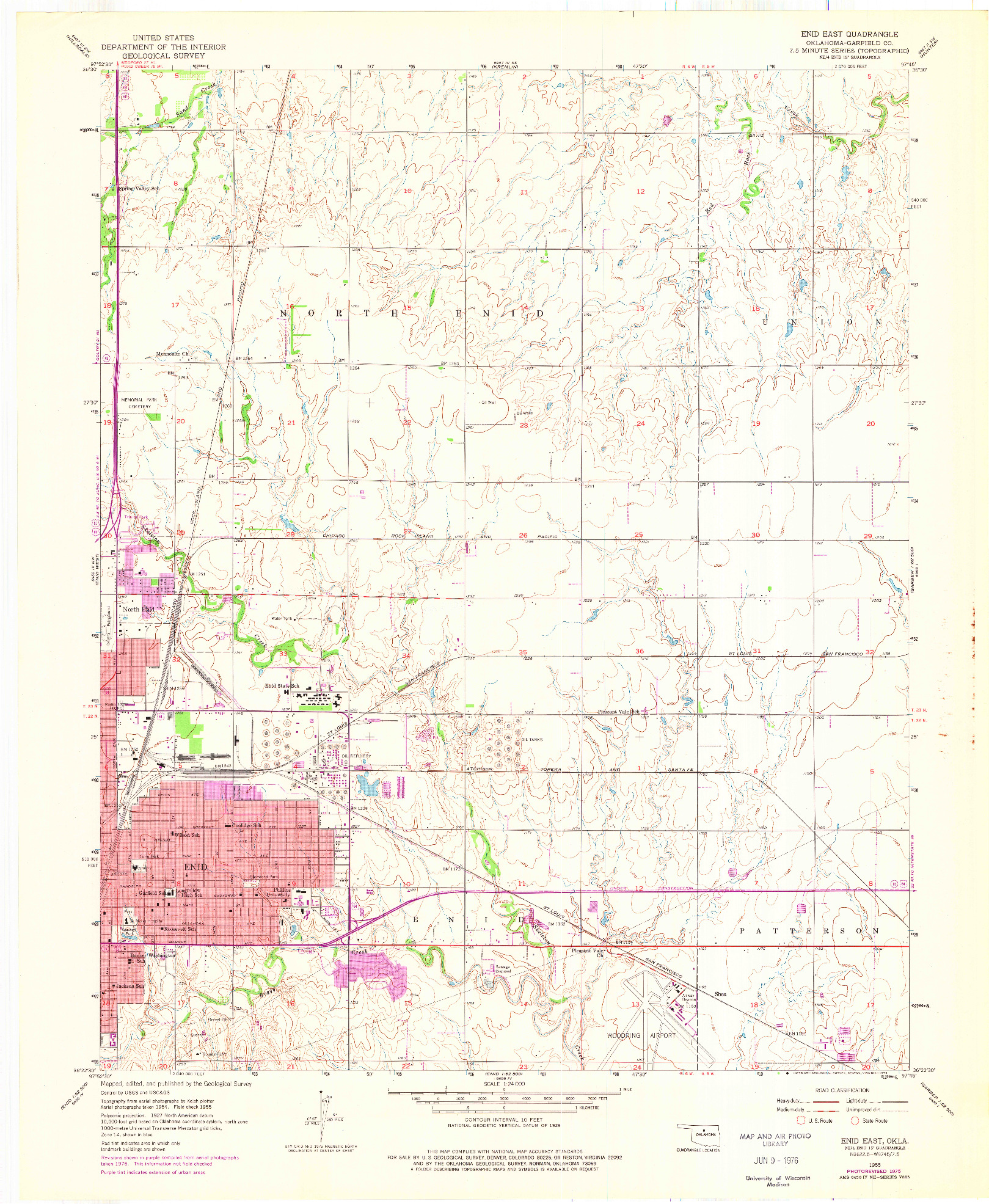 USGS 1:24000-SCALE QUADRANGLE FOR ENID EAST, OK 1955