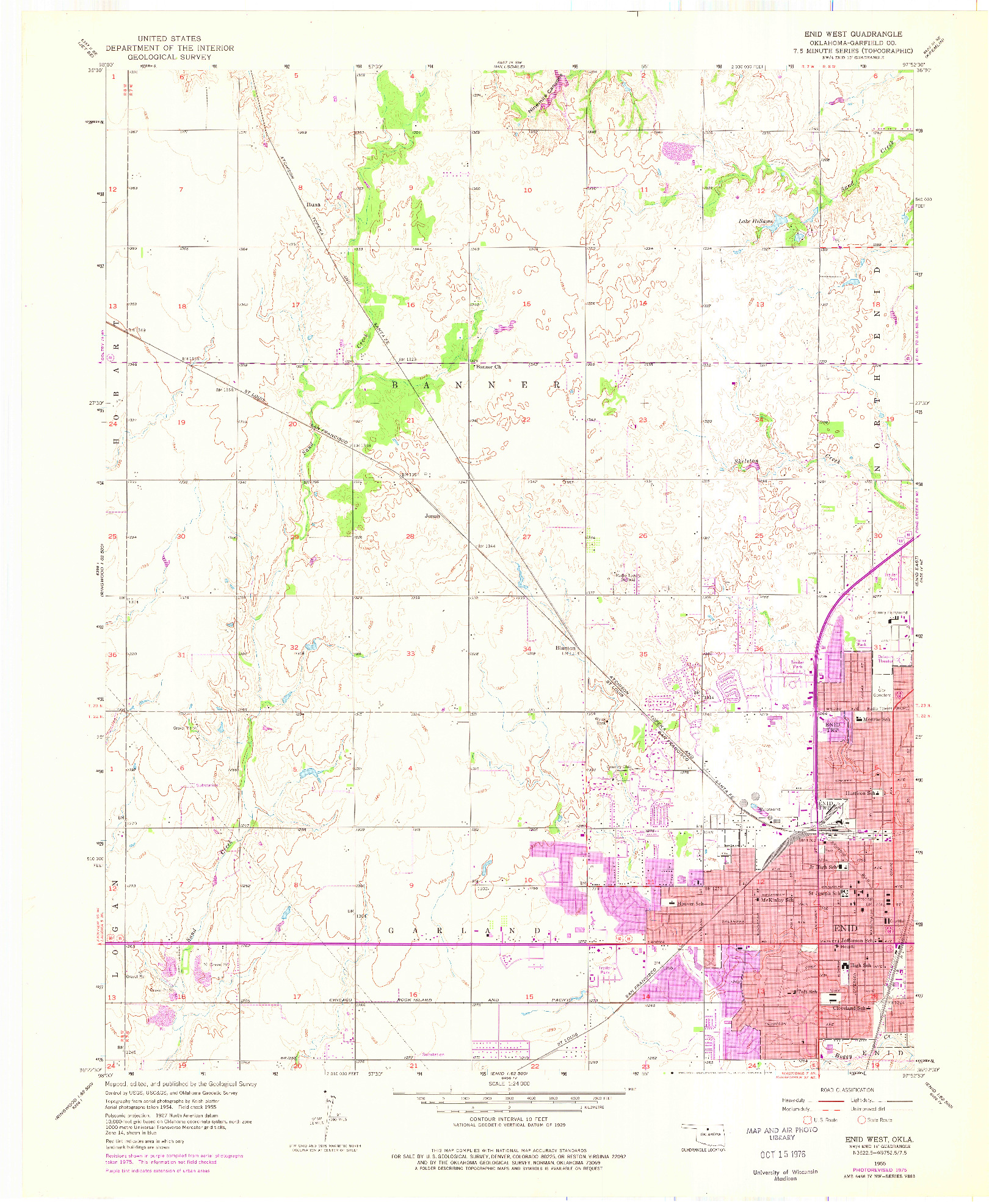 USGS 1:24000-SCALE QUADRANGLE FOR ENID WEST, OK 1955