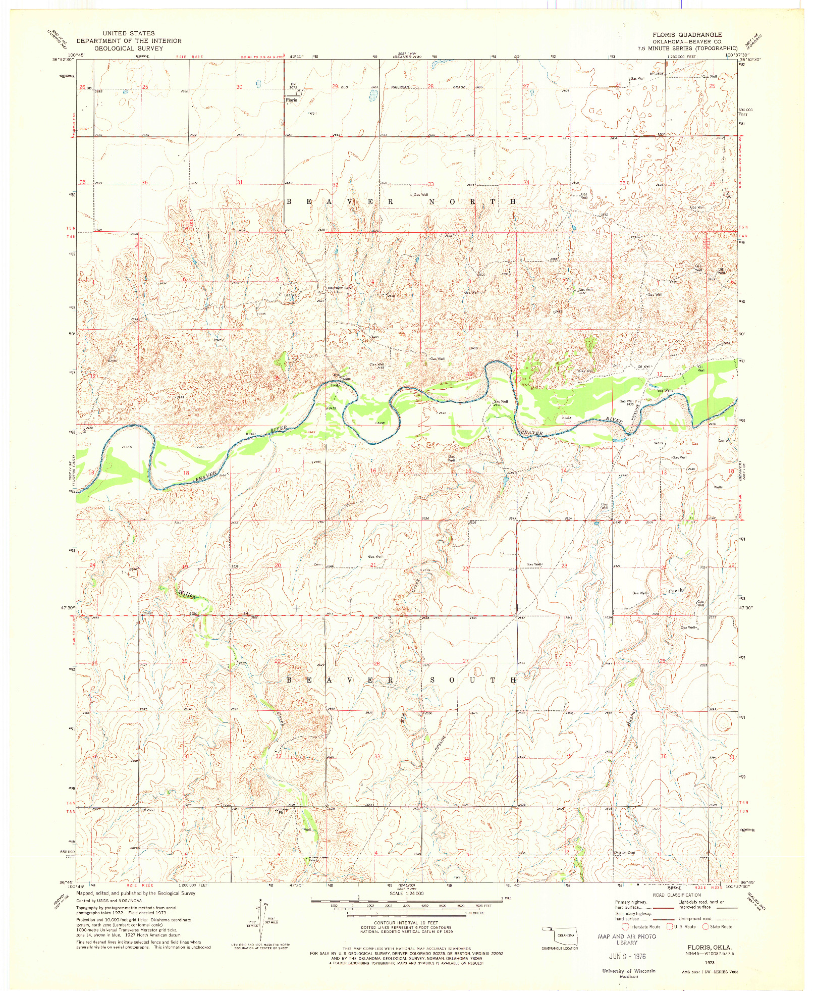 USGS 1:24000-SCALE QUADRANGLE FOR FLORIS, OK 1973