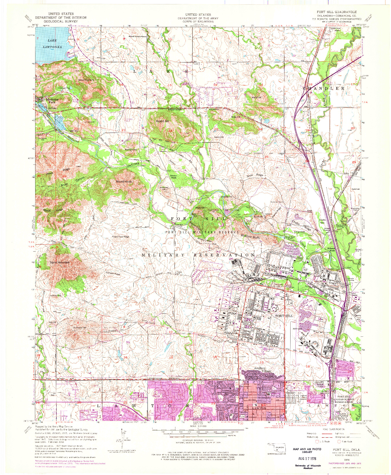 USGS 1:24000-SCALE QUADRANGLE FOR FORT SILL, OK 1956