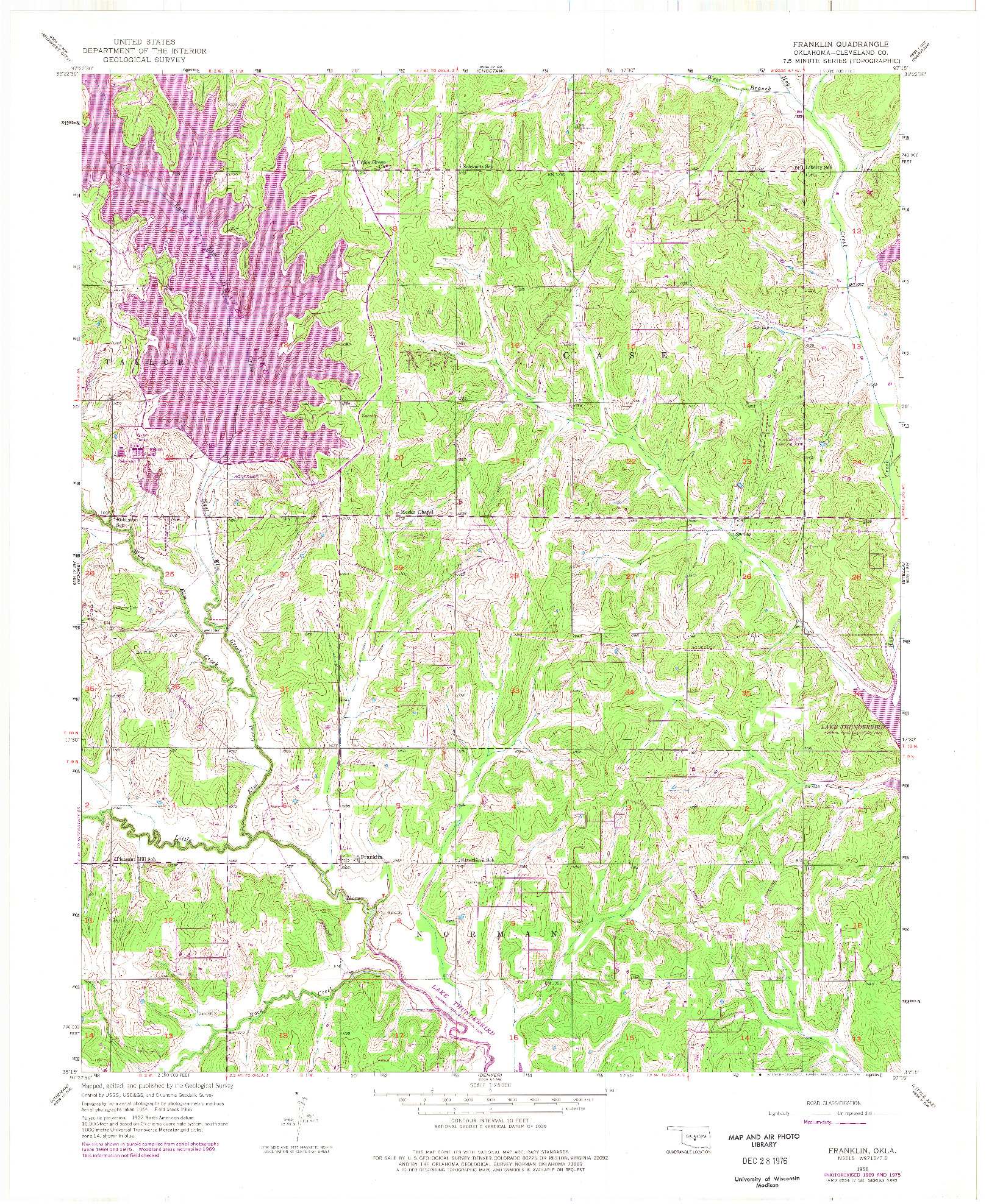 USGS 1:24000-SCALE QUADRANGLE FOR FRANKLIN, OK 1956