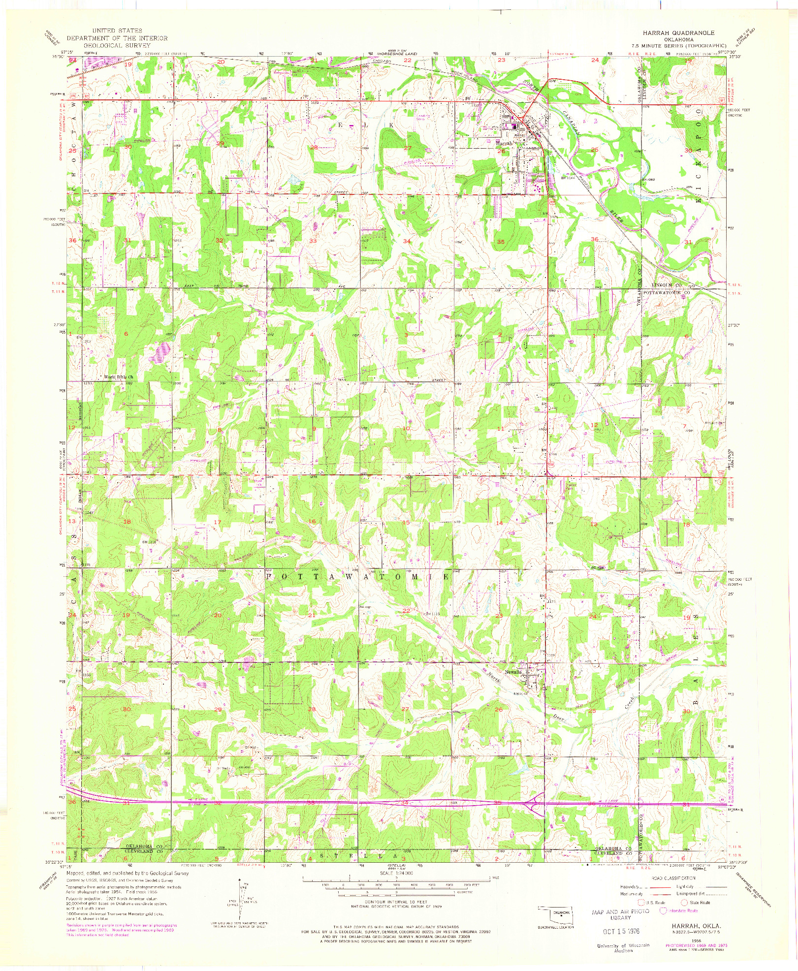 USGS 1:24000-SCALE QUADRANGLE FOR HARRAH, OK 1956