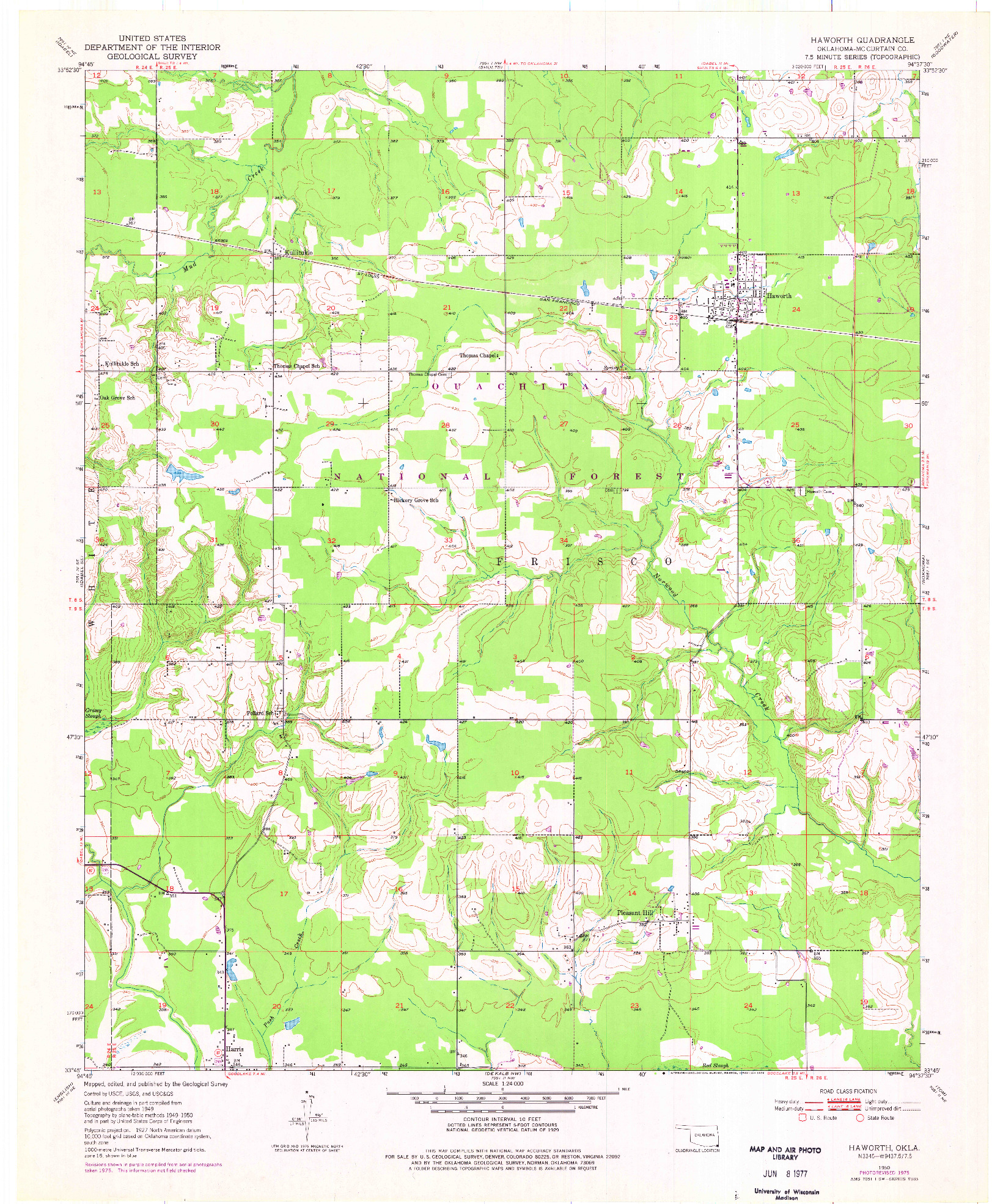 USGS 1:24000-SCALE QUADRANGLE FOR HAWORTH, OK 1950