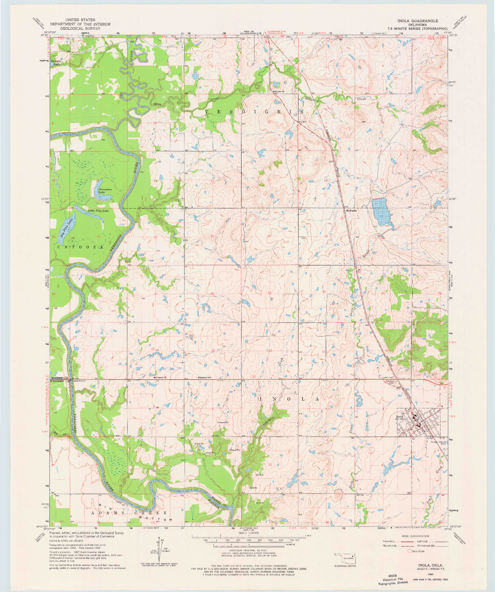 USGS 1:24000-SCALE QUADRANGLE FOR INOLA, OK 1963