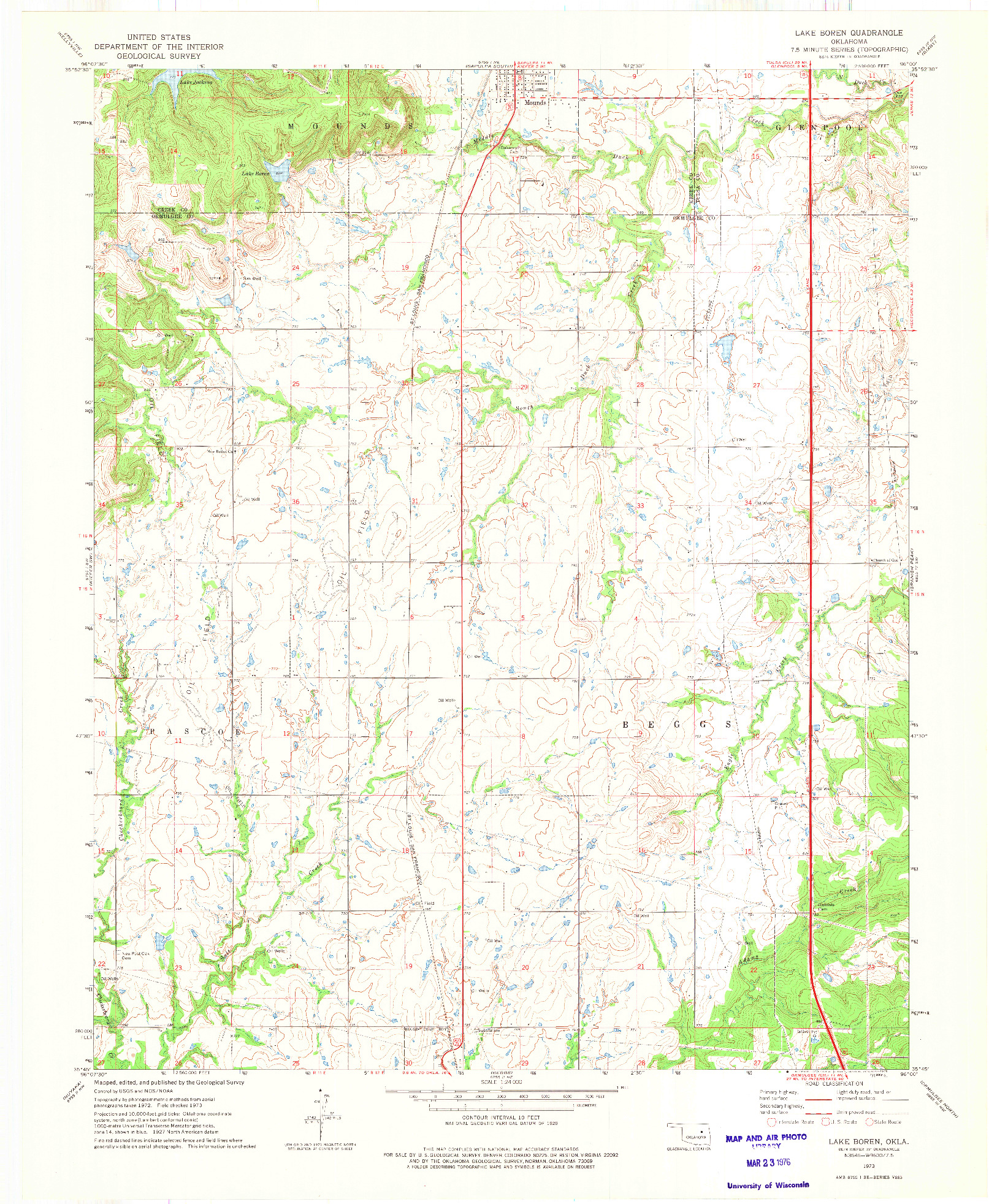 USGS 1:24000-SCALE QUADRANGLE FOR LAKE BOREN, OK 1973