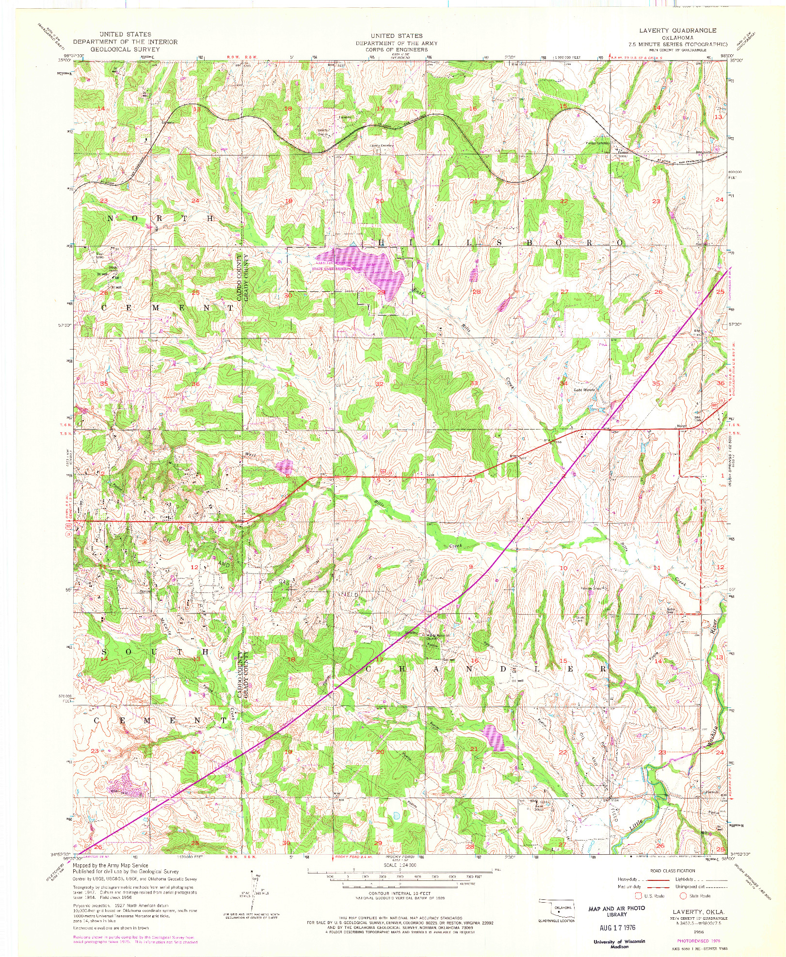 USGS 1:24000-SCALE QUADRANGLE FOR LAVERTY, OK 1956