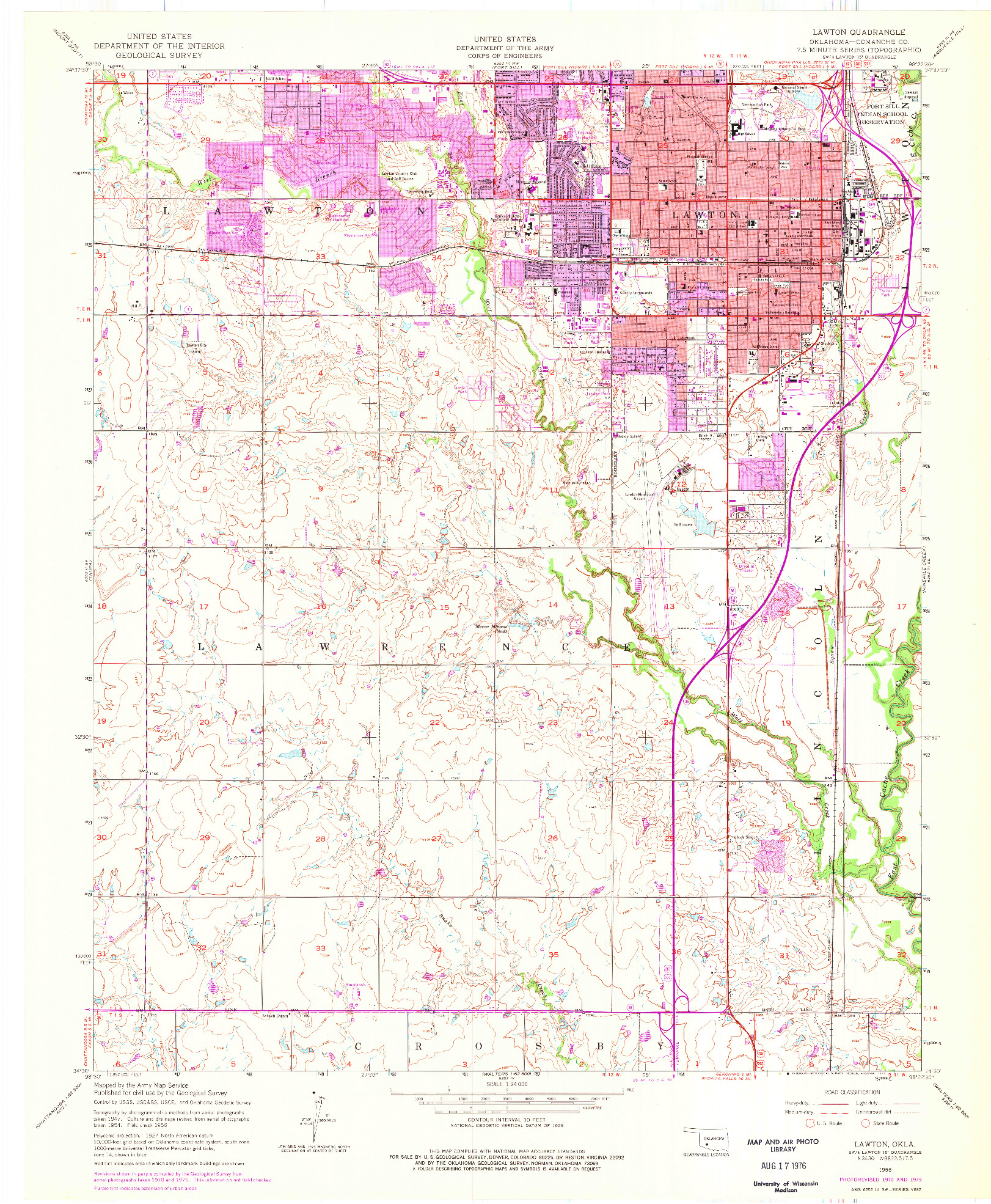 USGS 1:24000-SCALE QUADRANGLE FOR LAWTON, OK 1956