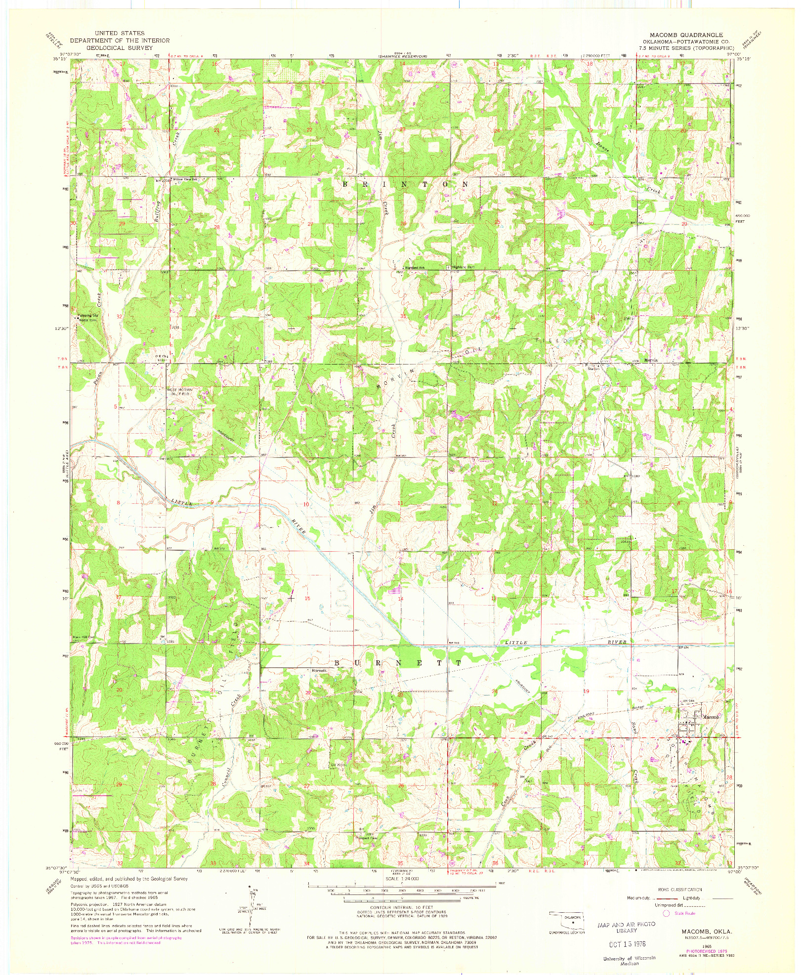 USGS 1:24000-SCALE QUADRANGLE FOR MACOMB, OK 1965