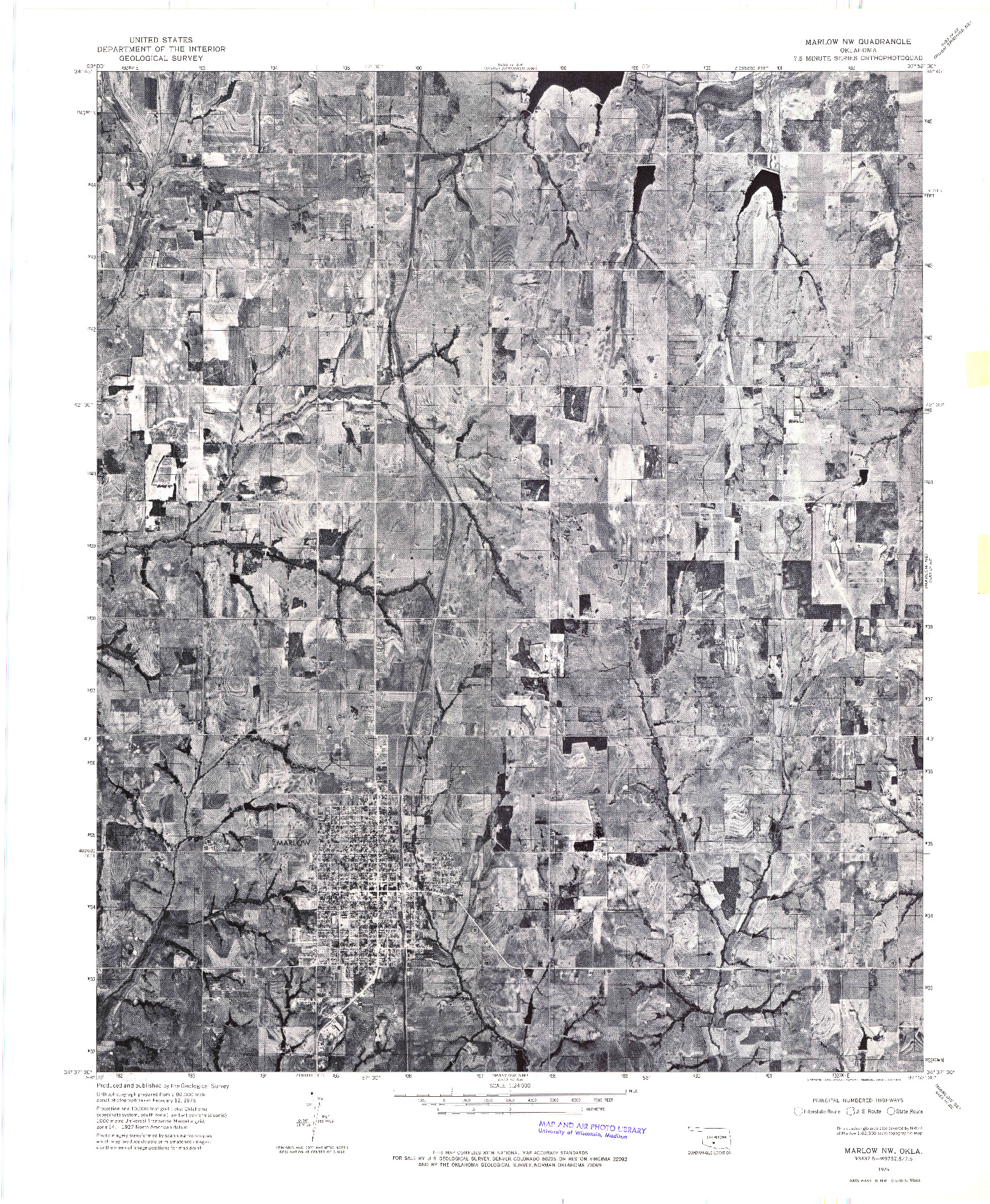 USGS 1:24000-SCALE QUADRANGLE FOR MARLOW NW, OK 1975