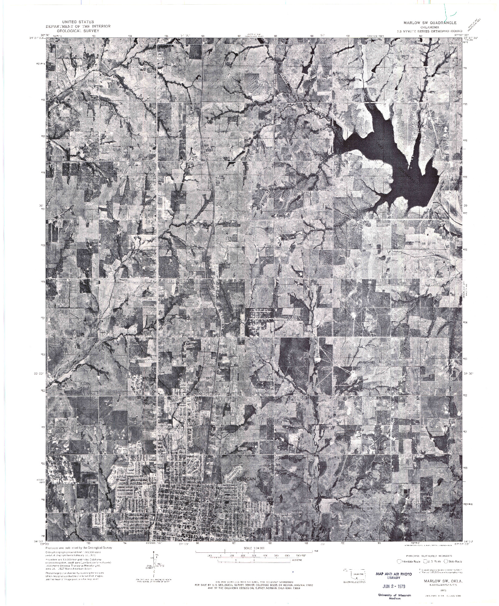 USGS 1:24000-SCALE QUADRANGLE FOR MARLOW SW, OK 1975