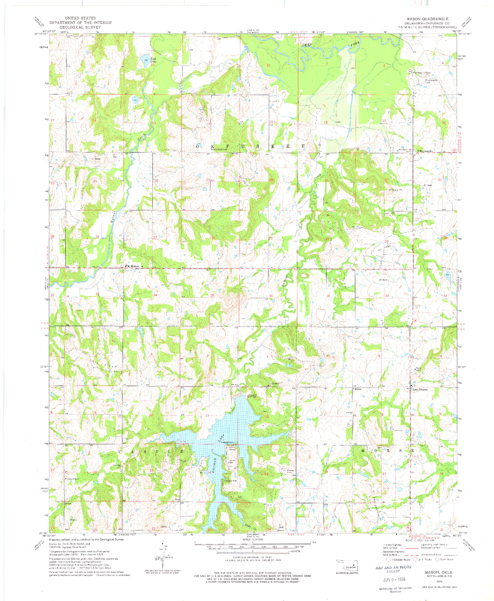 USGS 1:24000-SCALE QUADRANGLE FOR MASON, OK 1973