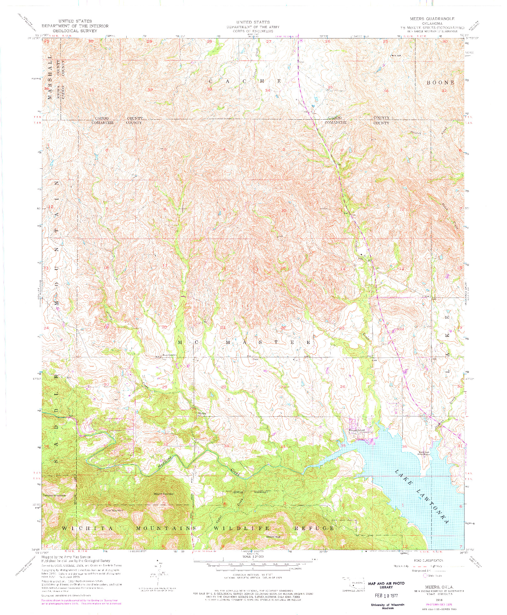 USGS 1:24000-SCALE QUADRANGLE FOR MEERS, OK 1956