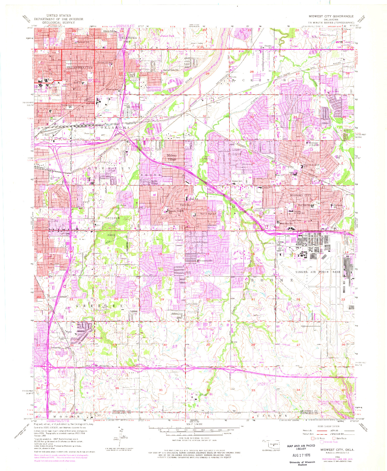 USGS 1:24000-SCALE QUADRANGLE FOR MIDWEST CITY, OK 1956