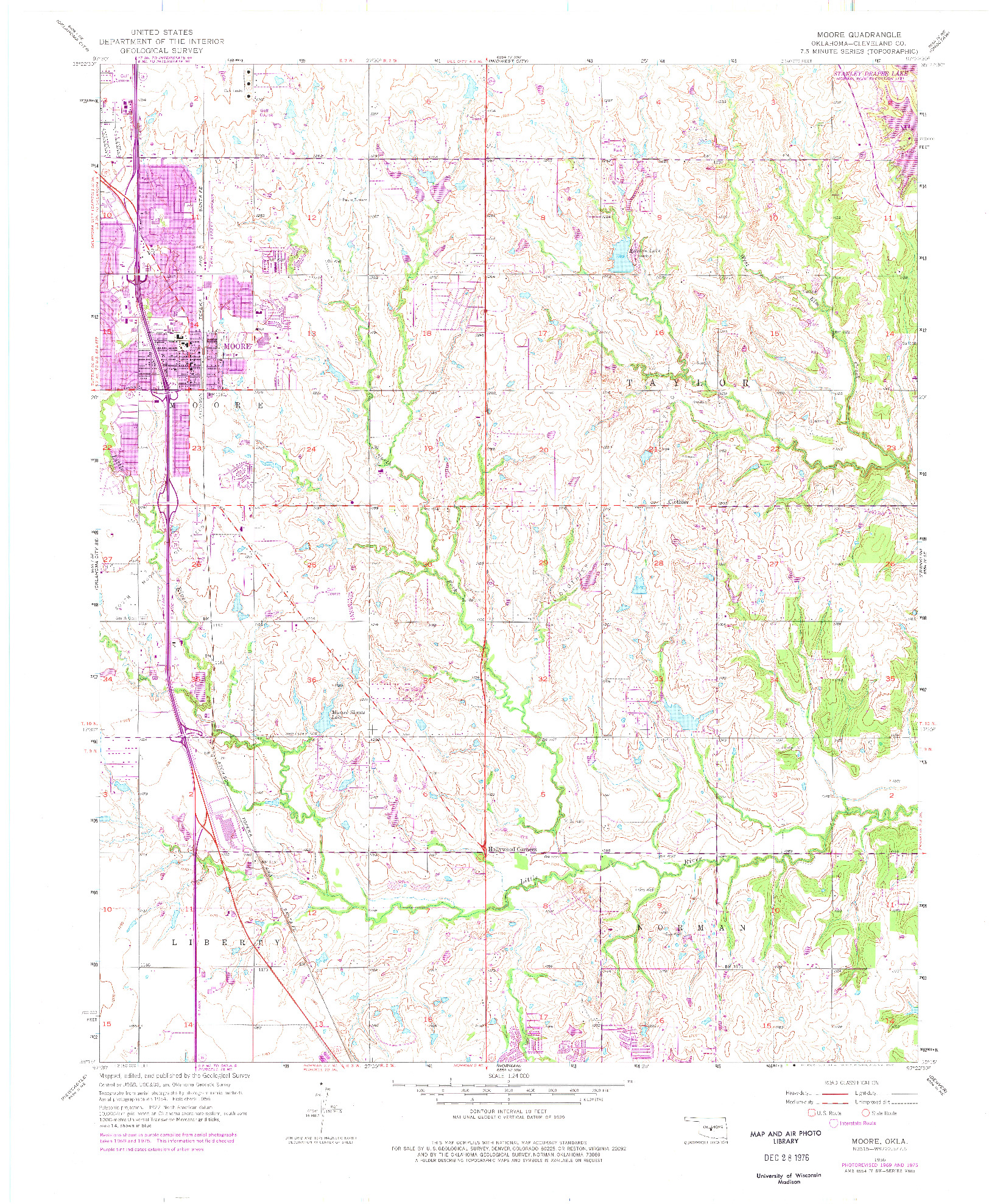 USGS 1:24000-SCALE QUADRANGLE FOR MOORE, OK 1956