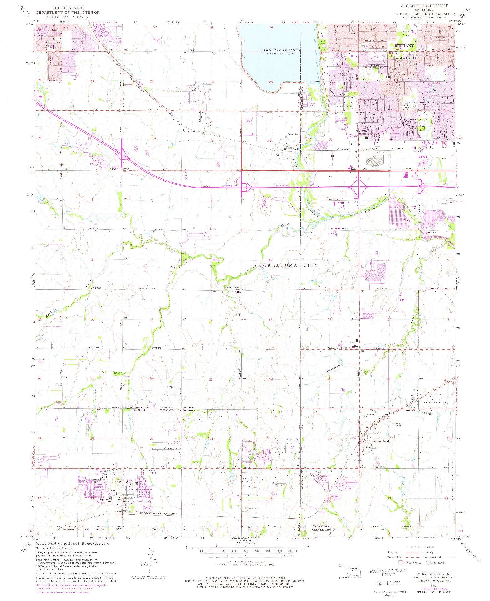 USGS 1:24000-SCALE QUADRANGLE FOR MUSTANG, OK 1966