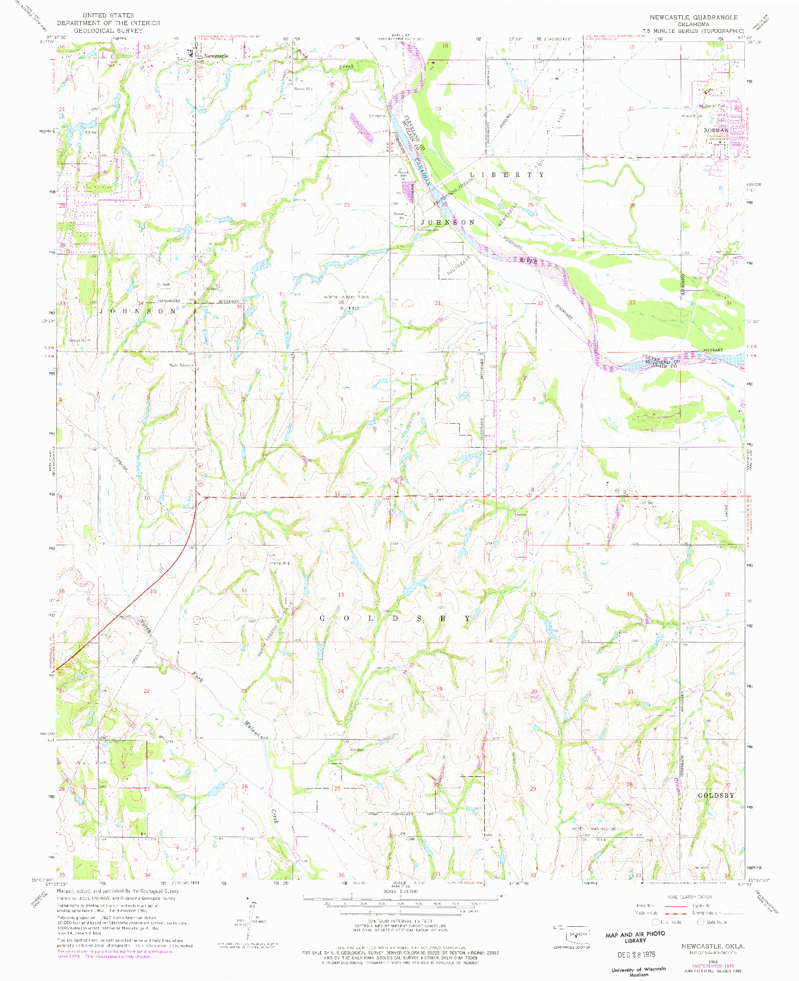 USGS 1:24000-SCALE QUADRANGLE FOR NEWCASTLE, OK 1965