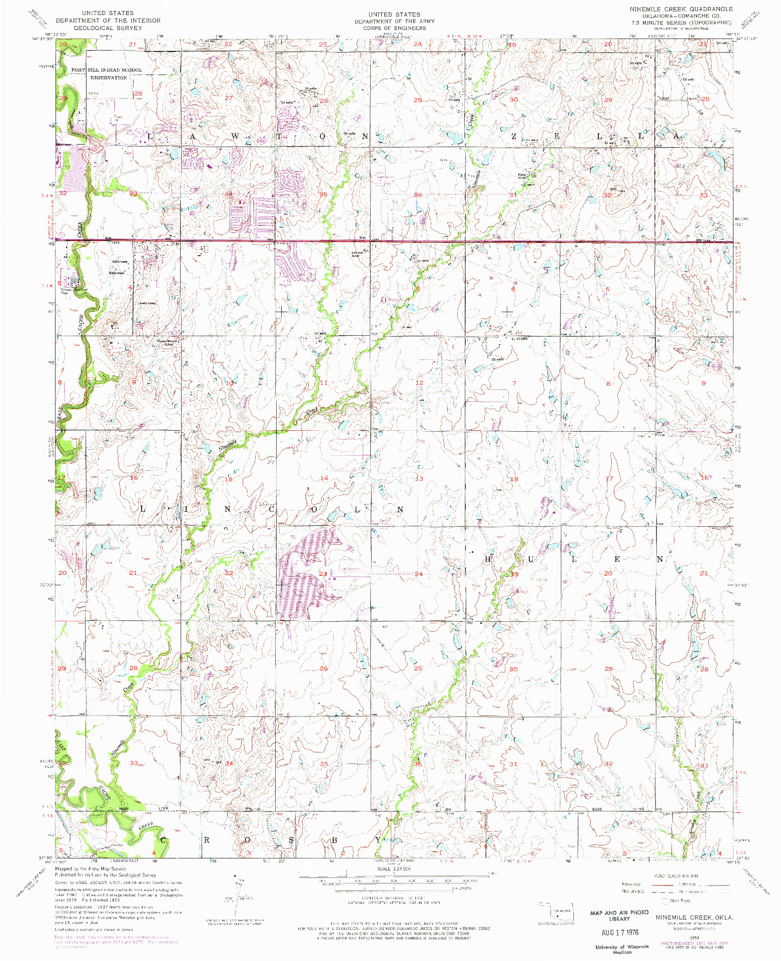 USGS 1:24000-SCALE QUADRANGLE FOR NINEMILE CREEK, OK 1956