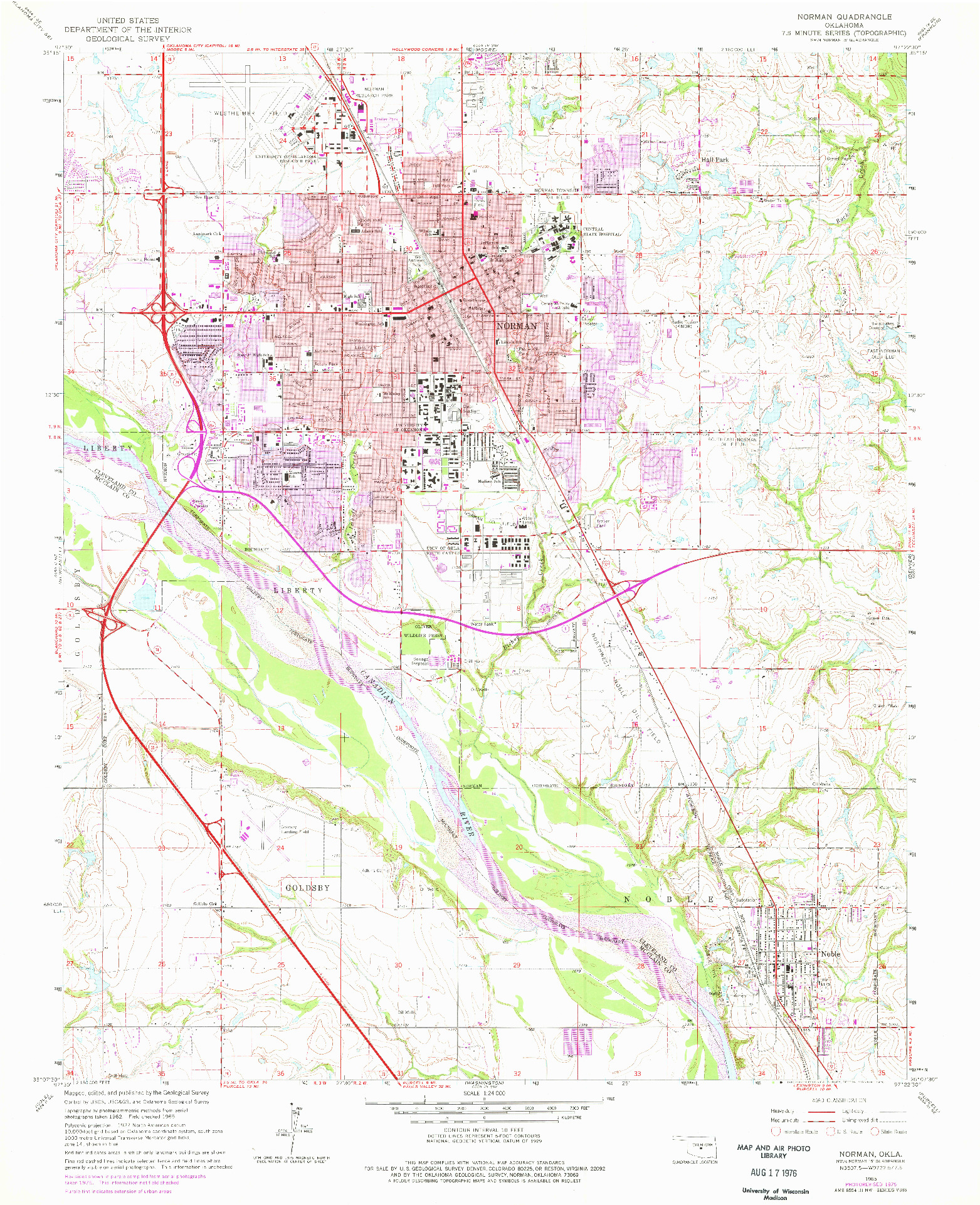 USGS 1:24000-SCALE QUADRANGLE FOR NORMAN, OK 1965