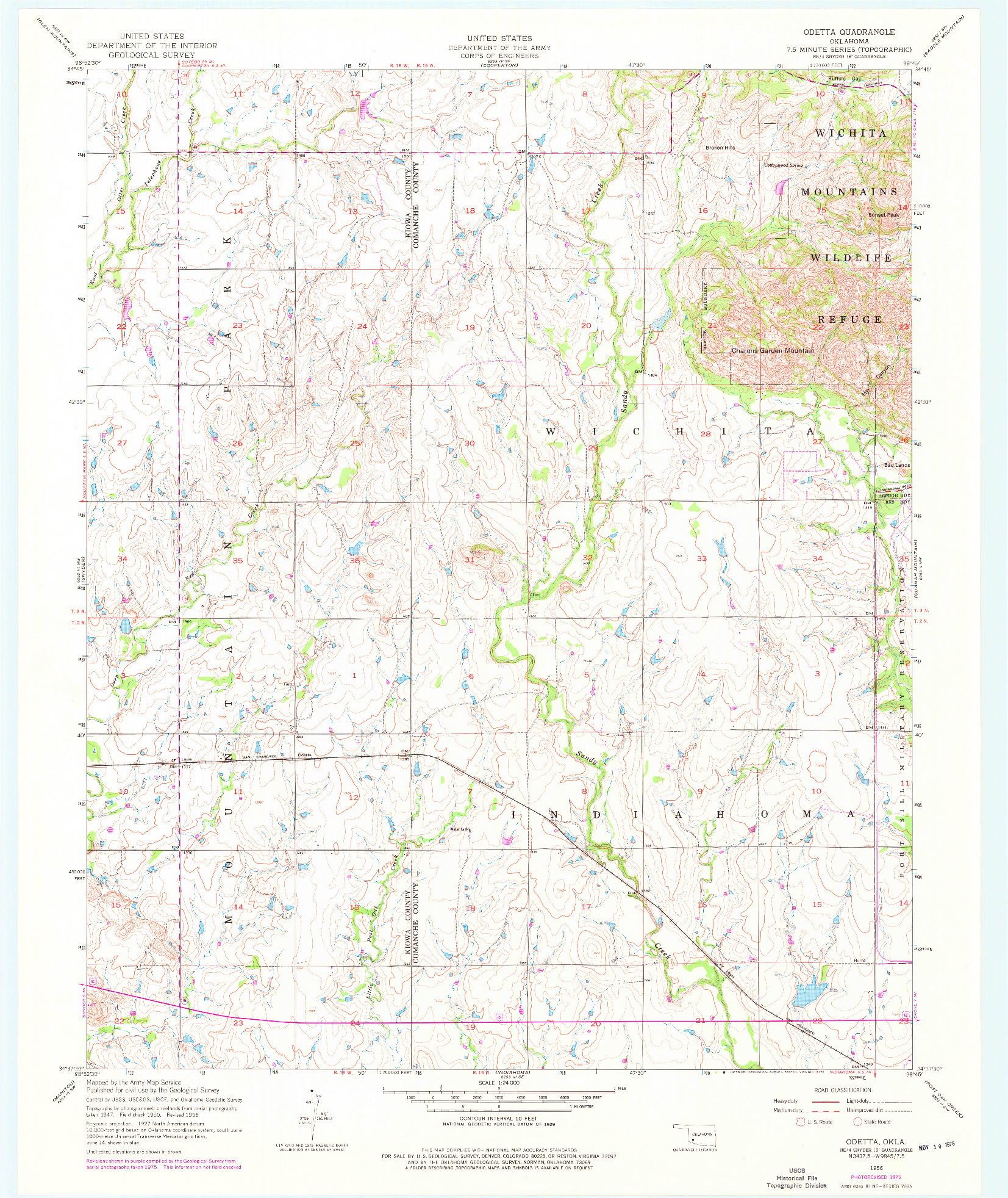 USGS 1:24000-SCALE QUADRANGLE FOR ODETTA, OK 1956