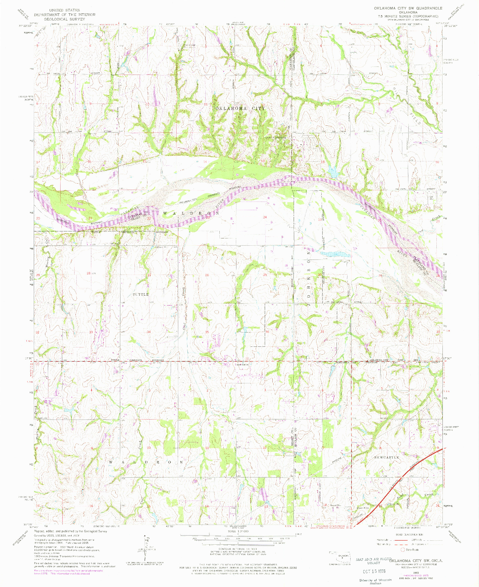 USGS 1:24000-SCALE QUADRANGLE FOR OKLAHOMA CITY SW, OK 1965