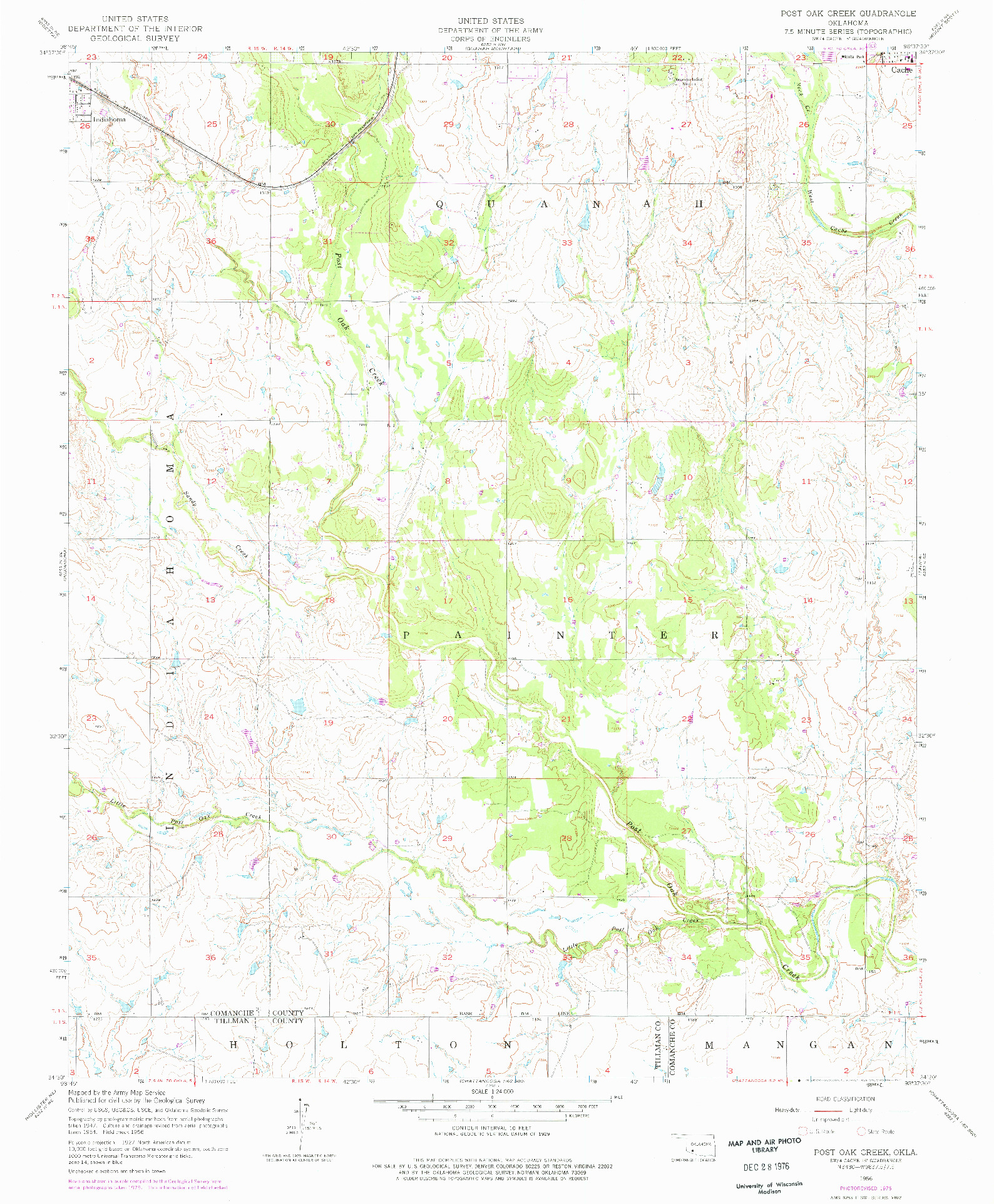 USGS 1:24000-SCALE QUADRANGLE FOR POST OAK CREEK, OK 1956