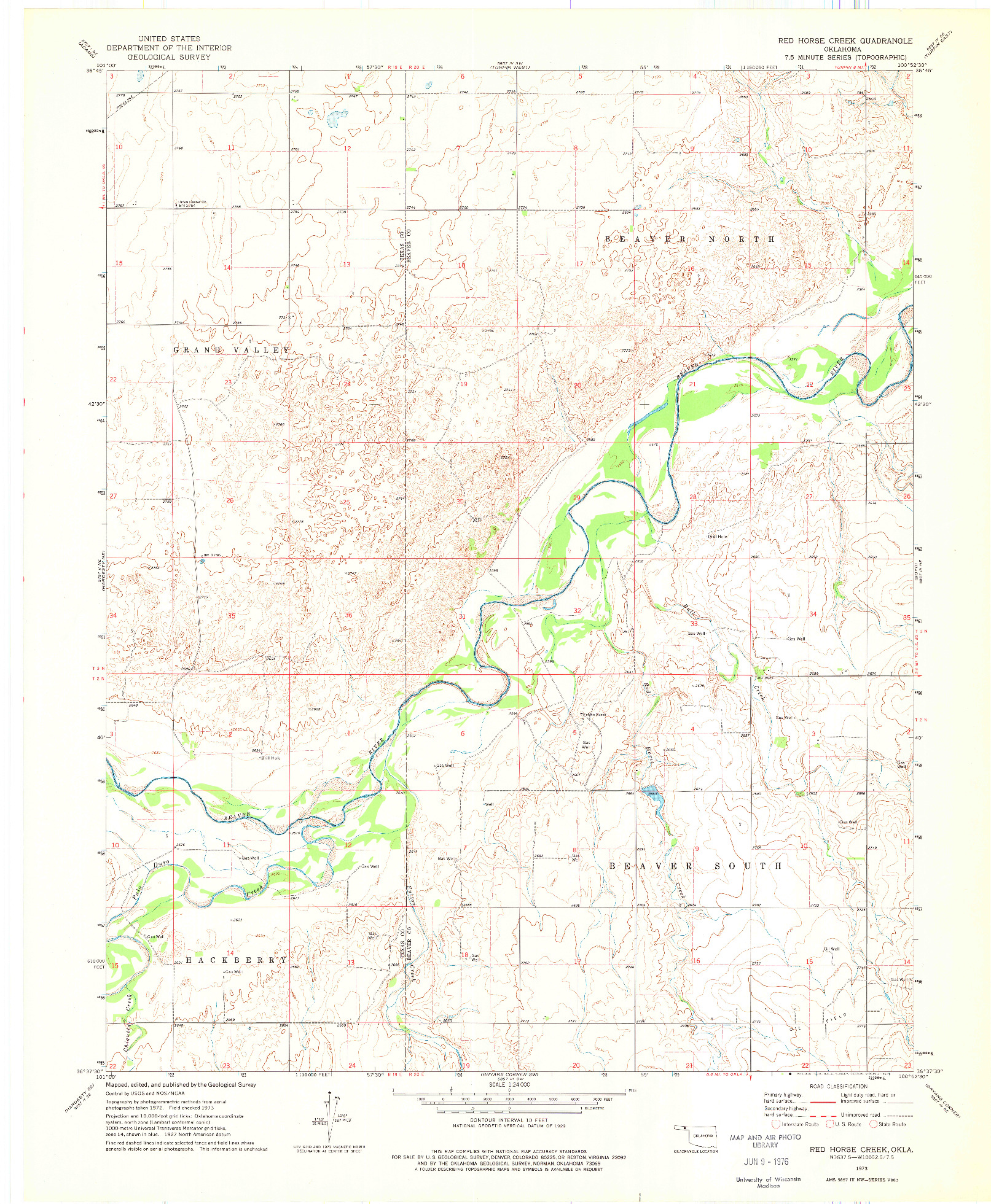 USGS 1:24000-SCALE QUADRANGLE FOR RED HORSE CREEK, OK 1973