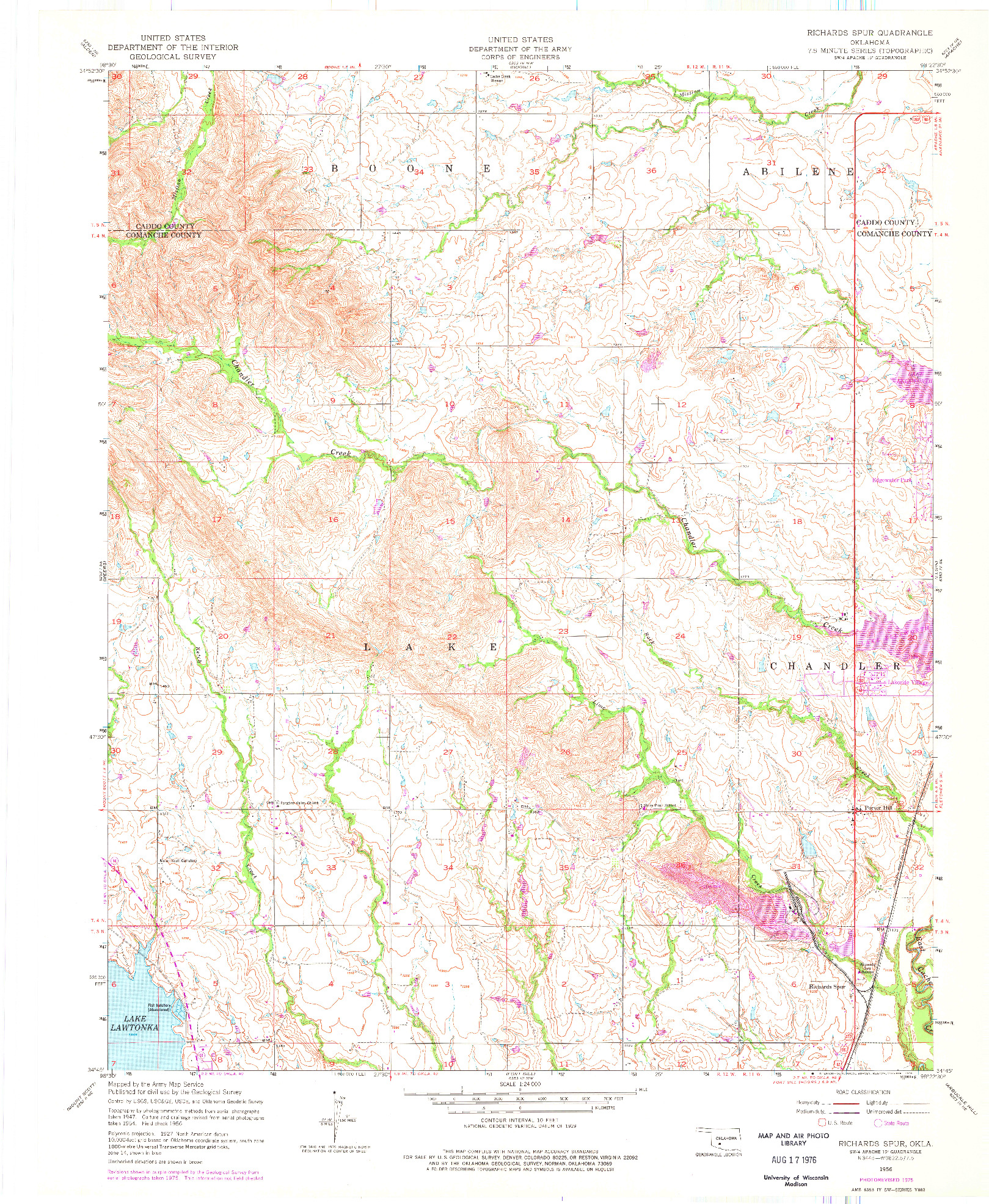 USGS 1:24000-SCALE QUADRANGLE FOR RICHARDS SPUR, OK 1956