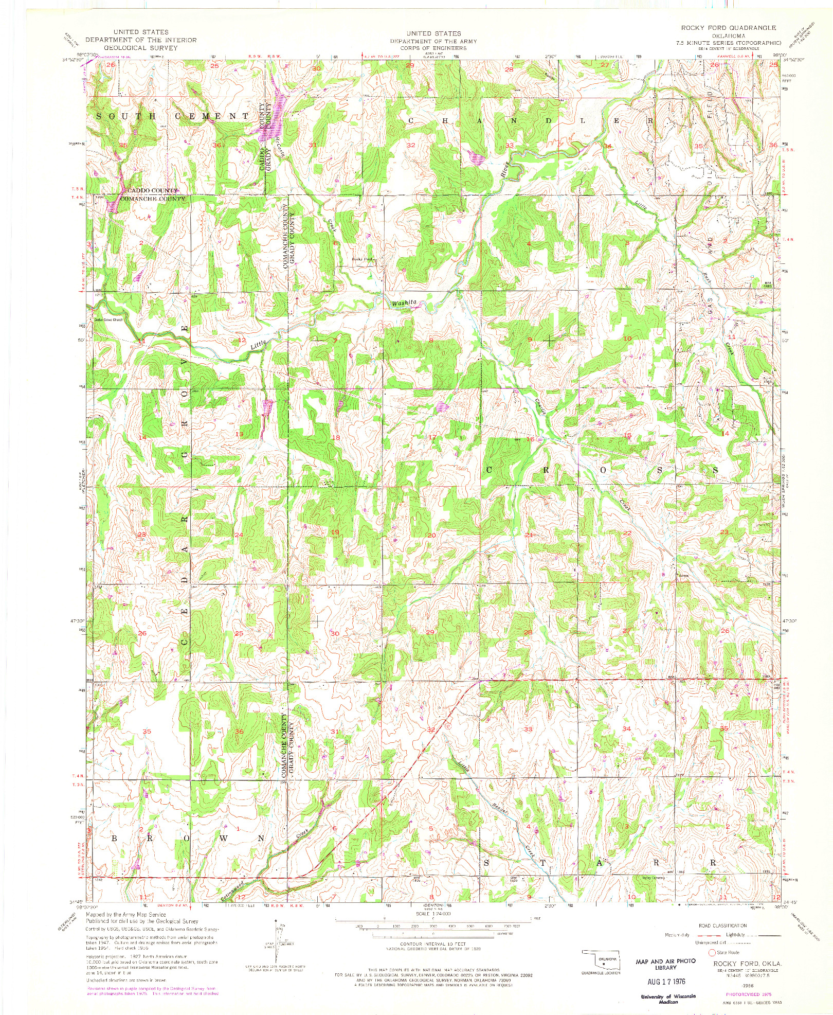 USGS 1:24000-SCALE QUADRANGLE FOR ROCKY FORD, OK 1956