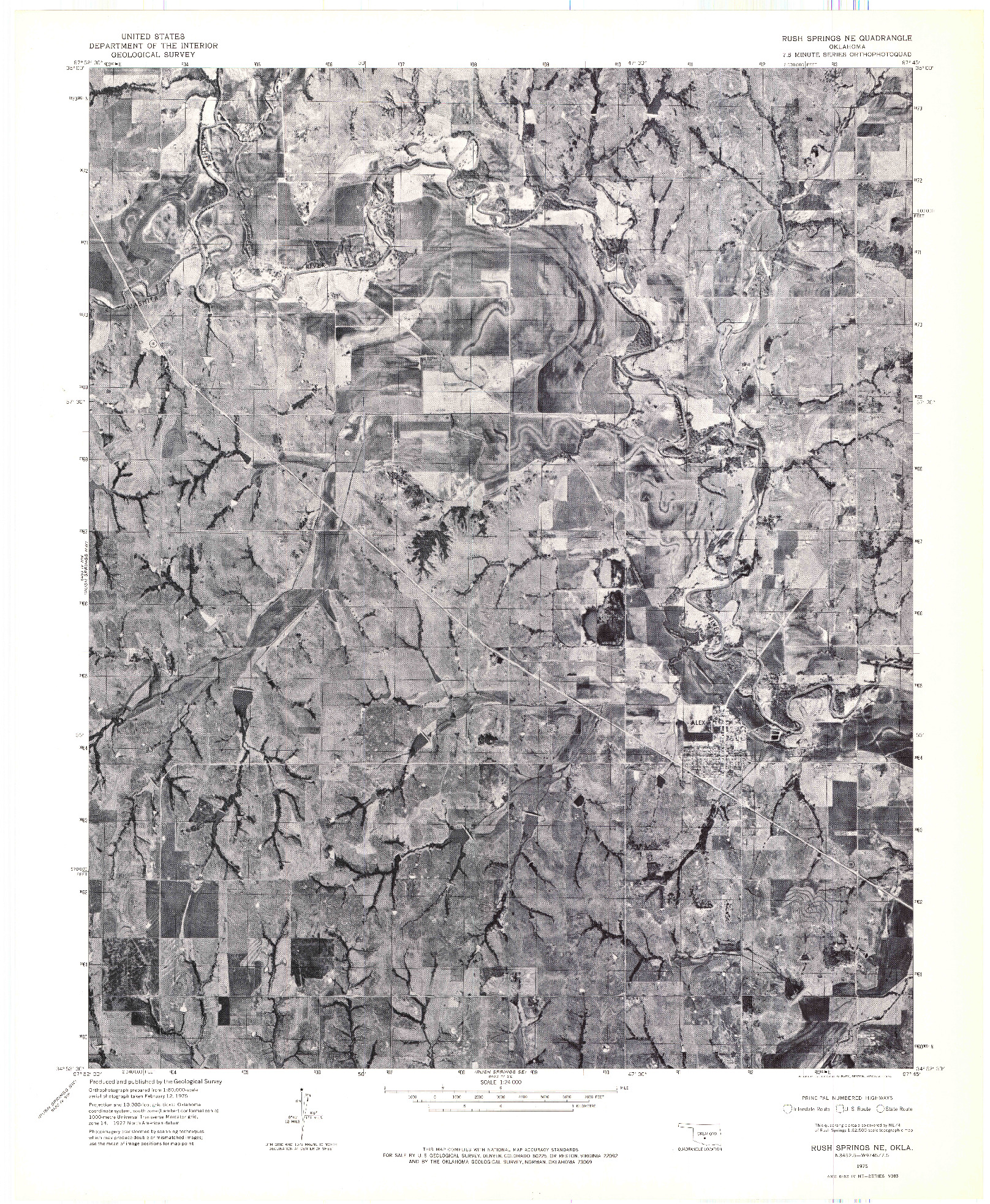 USGS 1:24000-SCALE QUADRANGLE FOR RUSH SPRINGS NE, OK 1975