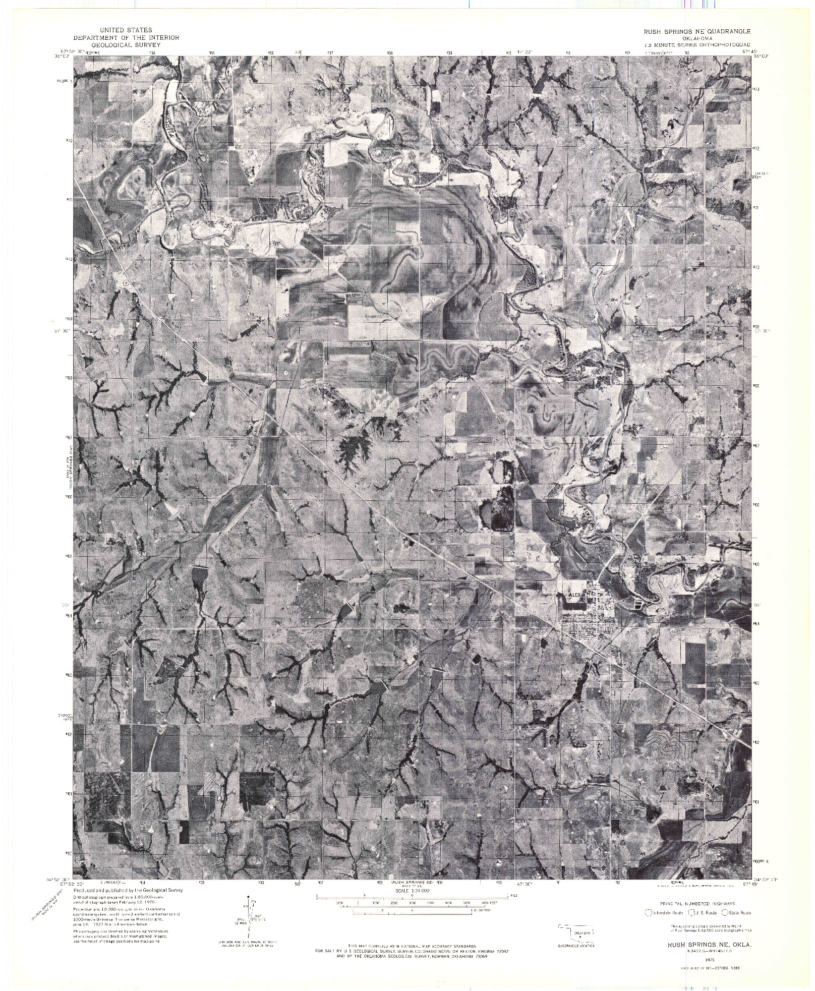 USGS 1:24000-SCALE QUADRANGLE FOR RUSH SPRINGS NE, OK 1975