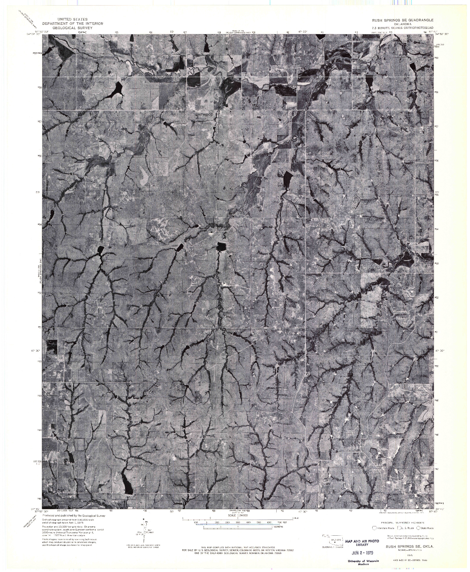 USGS 1:24000-SCALE QUADRANGLE FOR RUSH SPRINGS SE, OK 1975