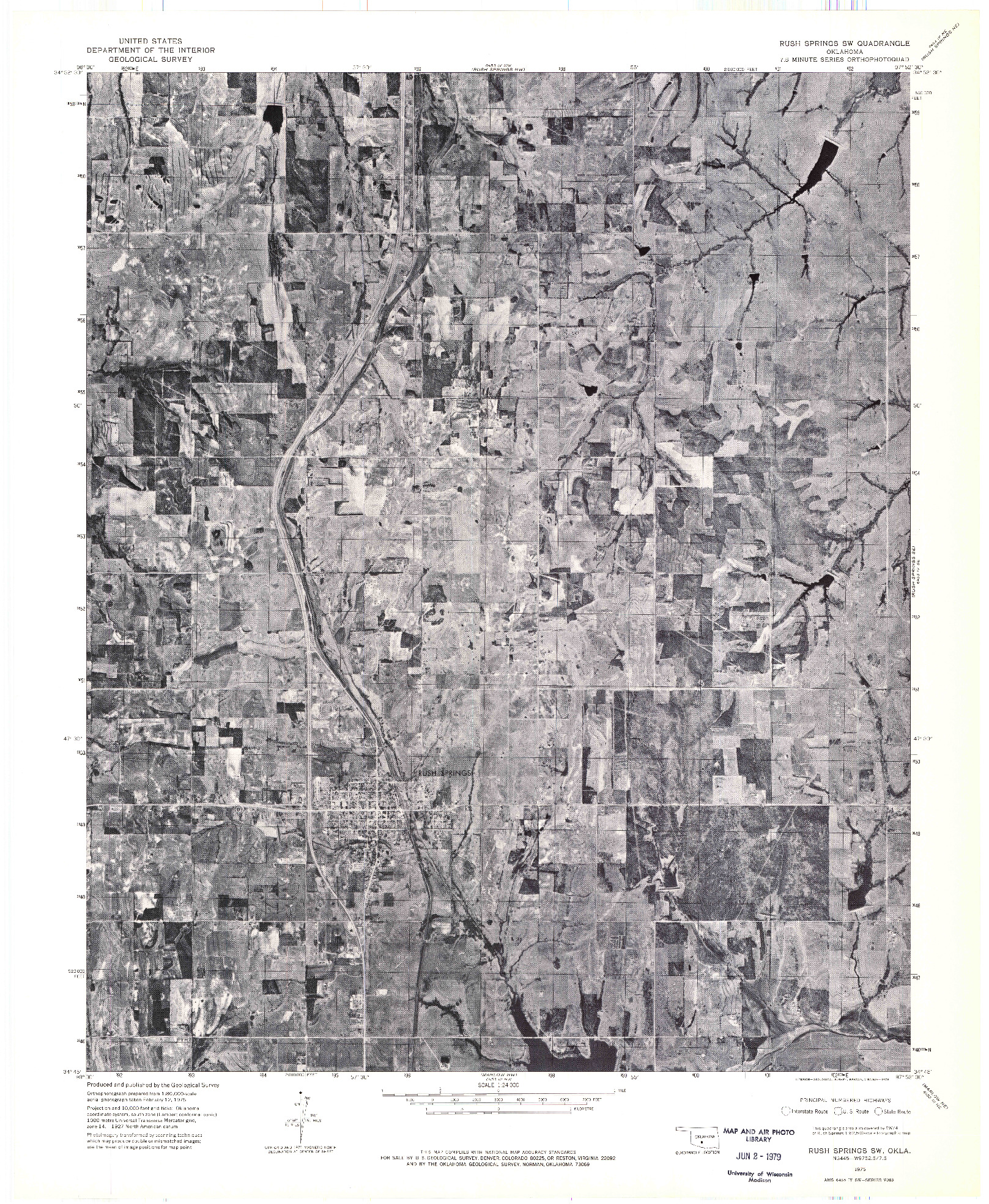 USGS 1:24000-SCALE QUADRANGLE FOR RUSH SPRINGS SW, OK 1975
