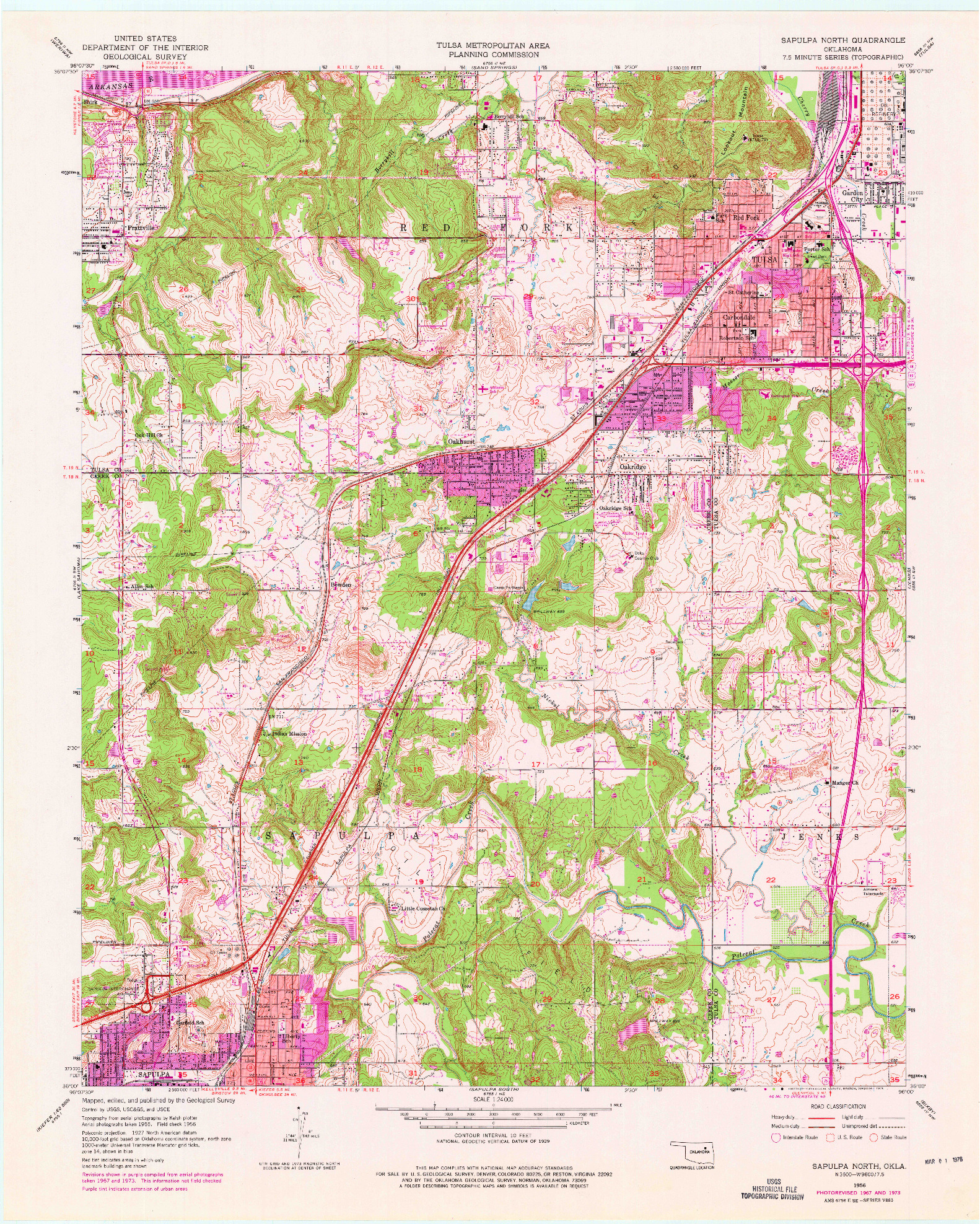 USGS 1:24000-SCALE QUADRANGLE FOR SAPULPA NORTH, OK 1956