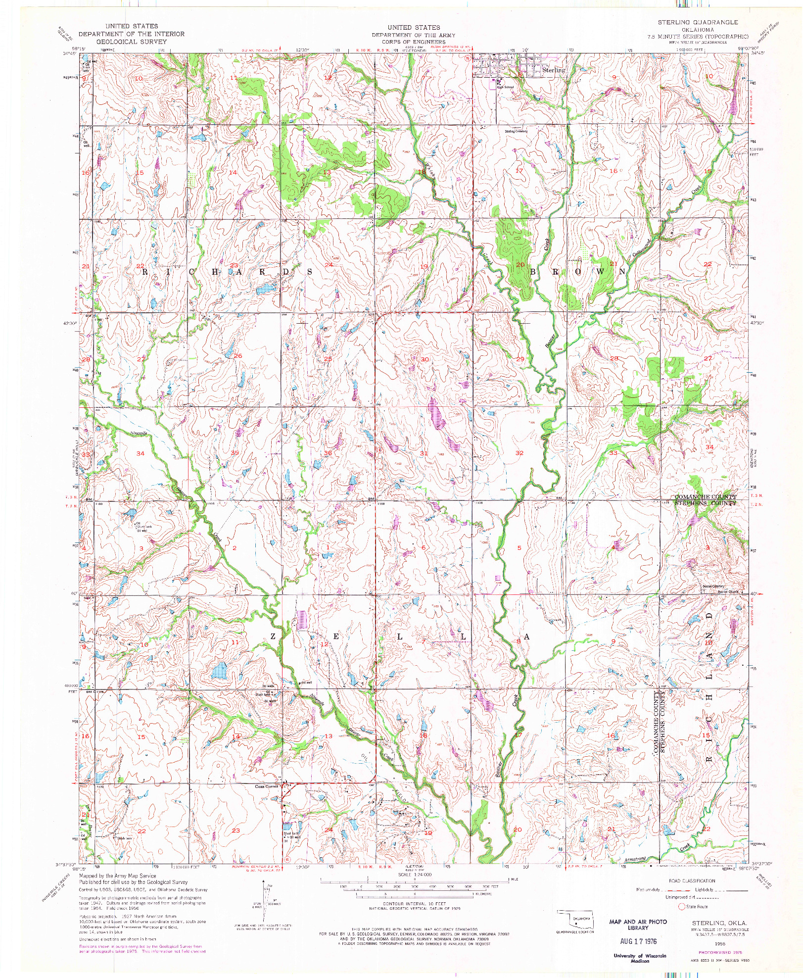 USGS 1:24000-SCALE QUADRANGLE FOR STERLING, OK 1956