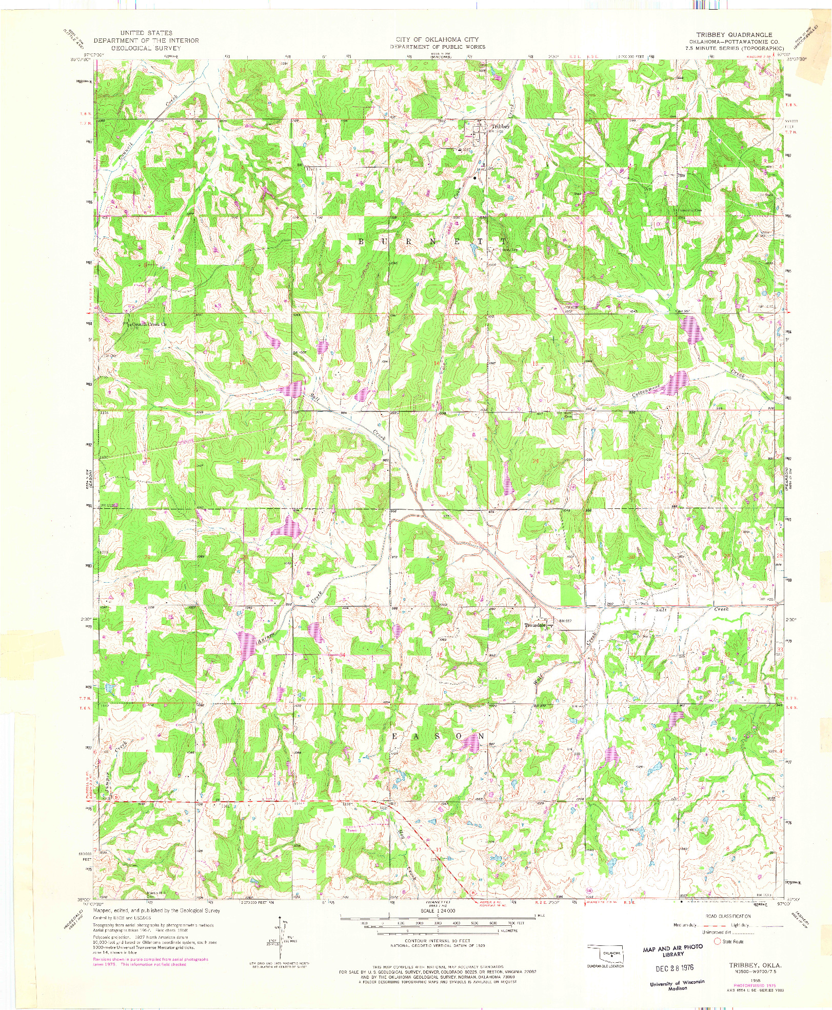 USGS 1:24000-SCALE QUADRANGLE FOR TRIBBEY, OK 1958