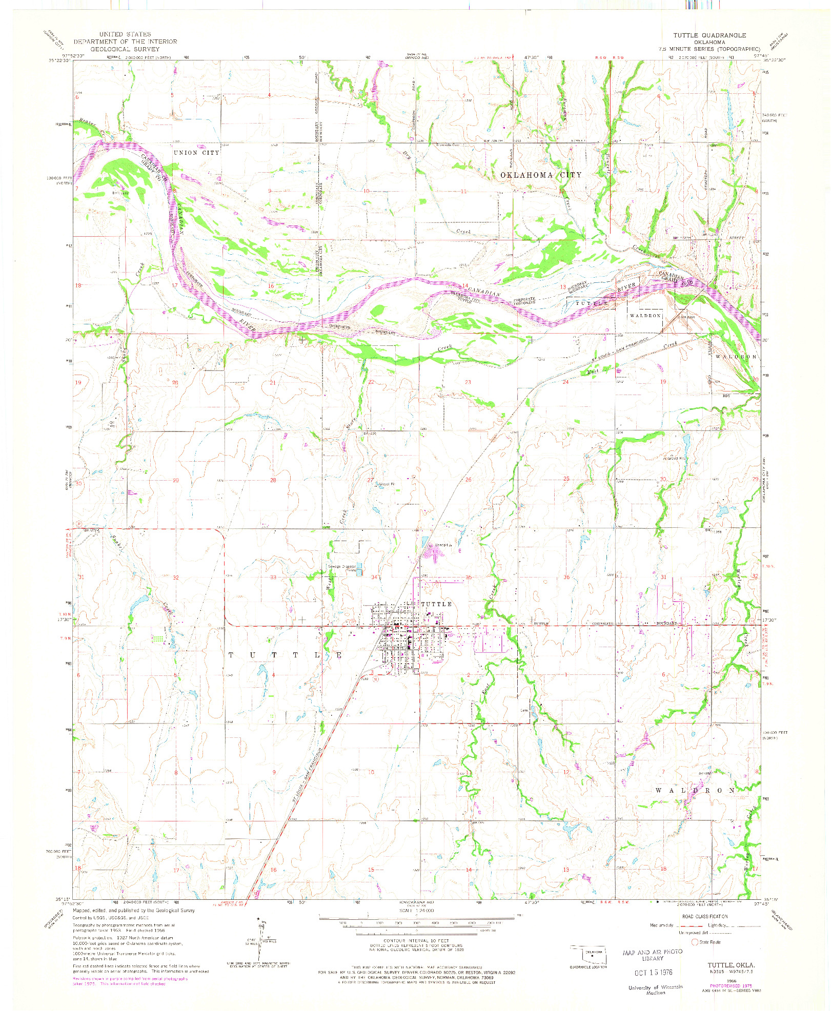 USGS 1:24000-SCALE QUADRANGLE FOR TUTTLE, OK 1966