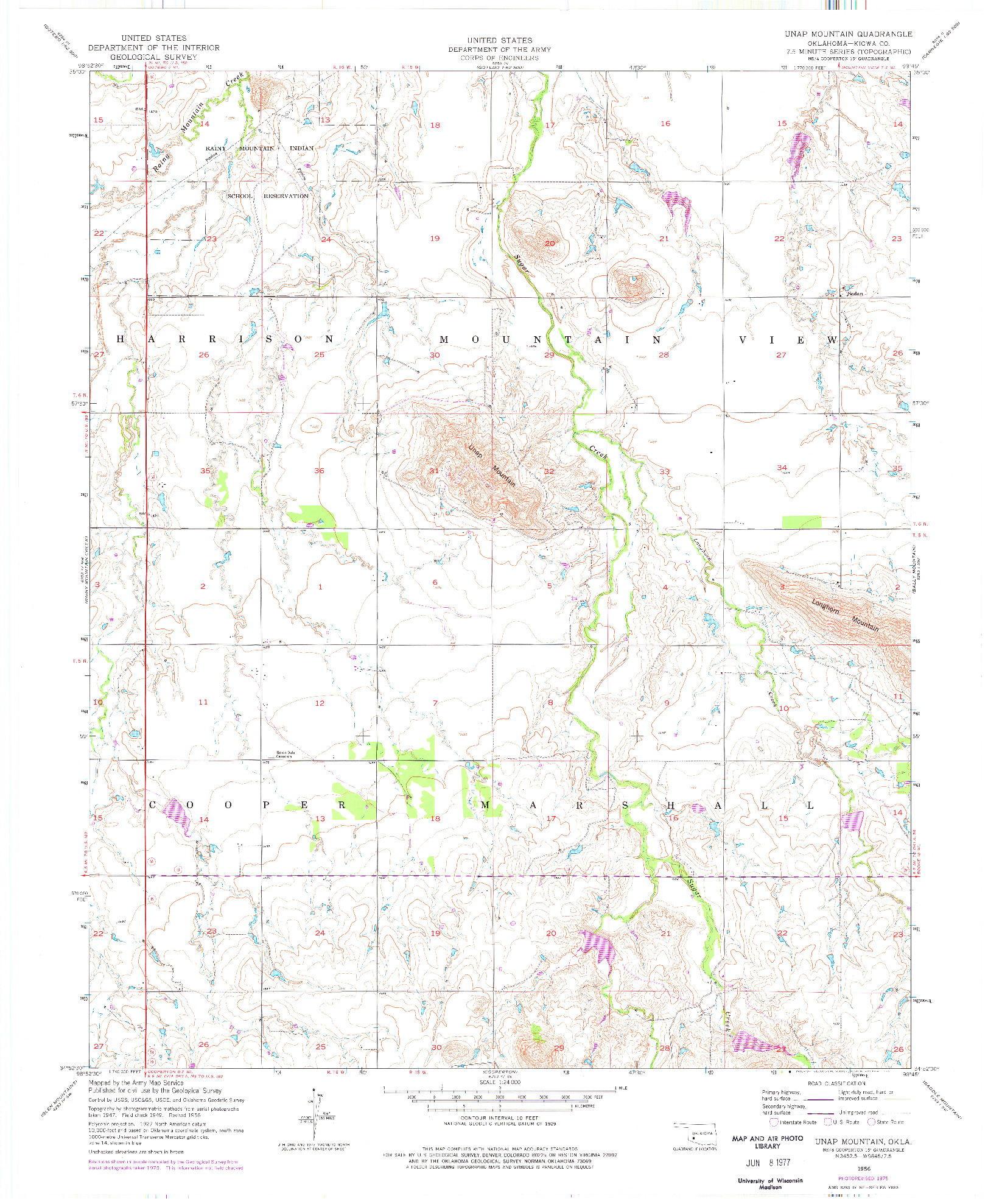USGS 1:24000-SCALE QUADRANGLE FOR UNAP MOUNTAIN, OK 1956