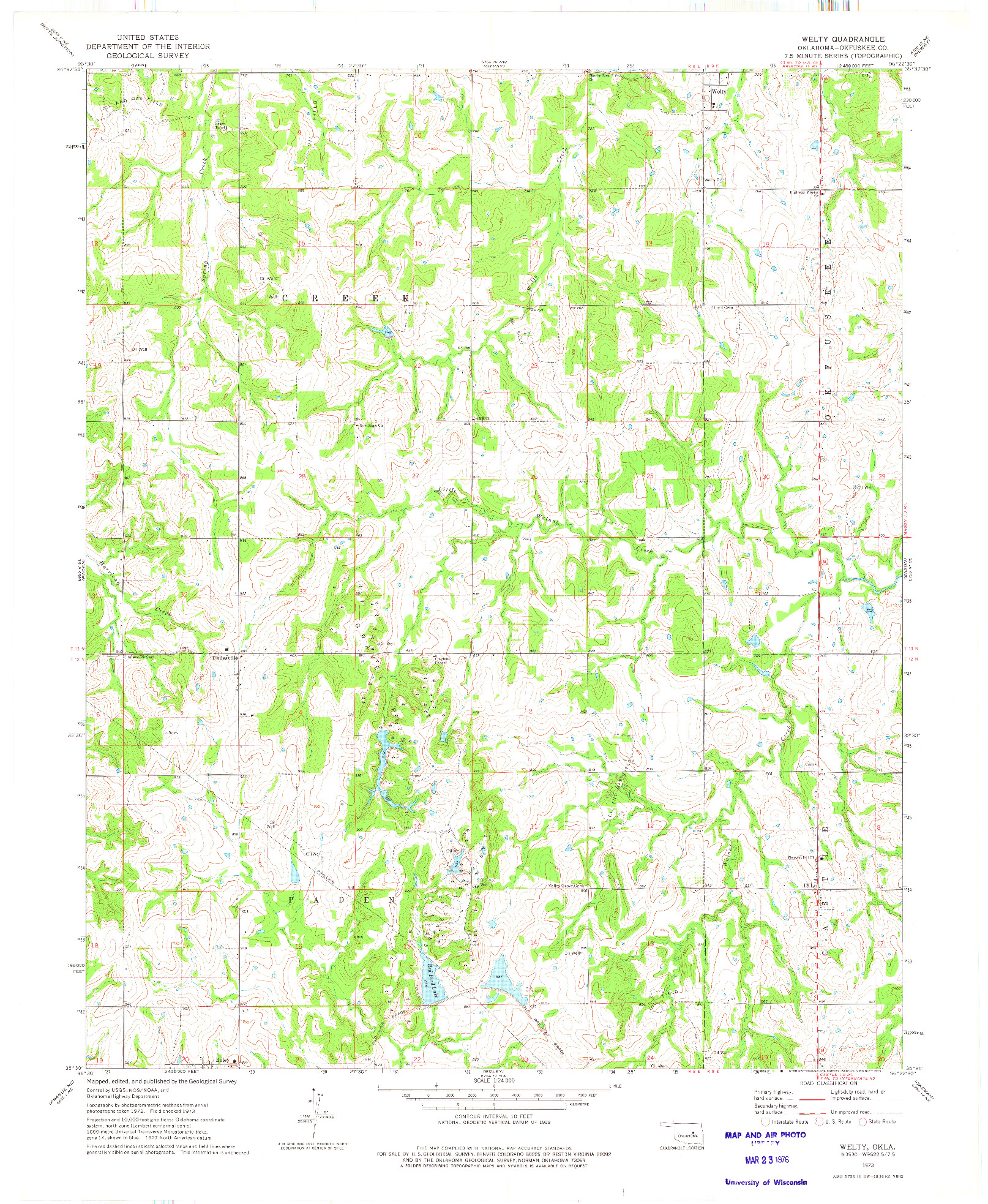 USGS 1:24000-SCALE QUADRANGLE FOR WELTY, OK 1973