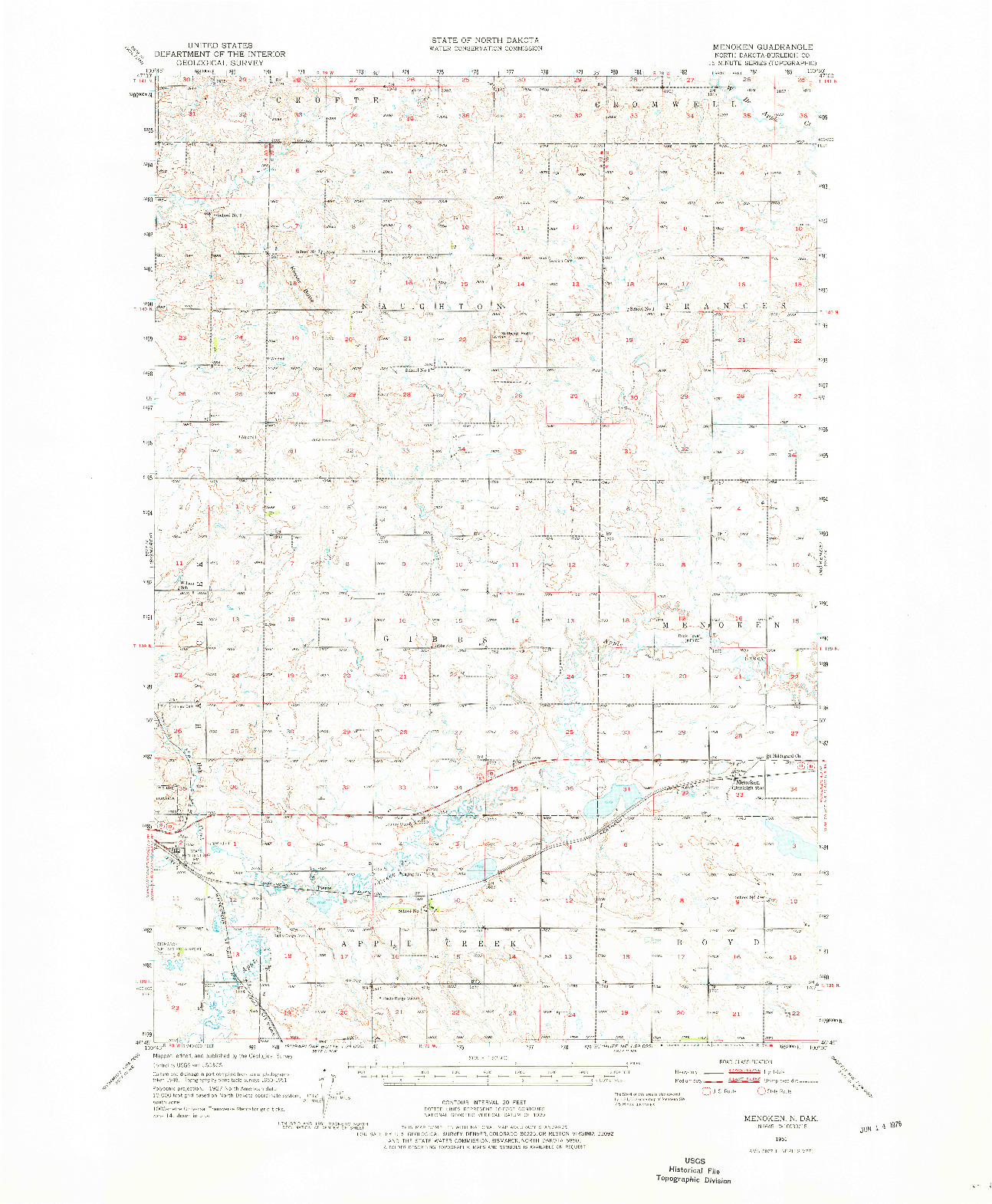 USGS 1:62500-SCALE QUADRANGLE FOR MENOKEN, ND 1951