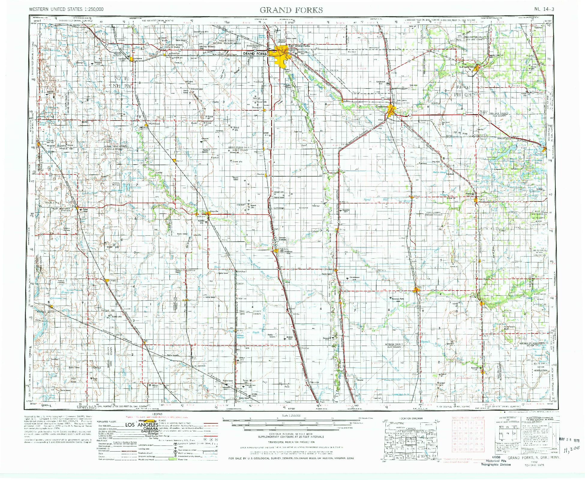 USGS 1:250000-SCALE QUADRANGLE FOR GRAND FORKS, ND 1952