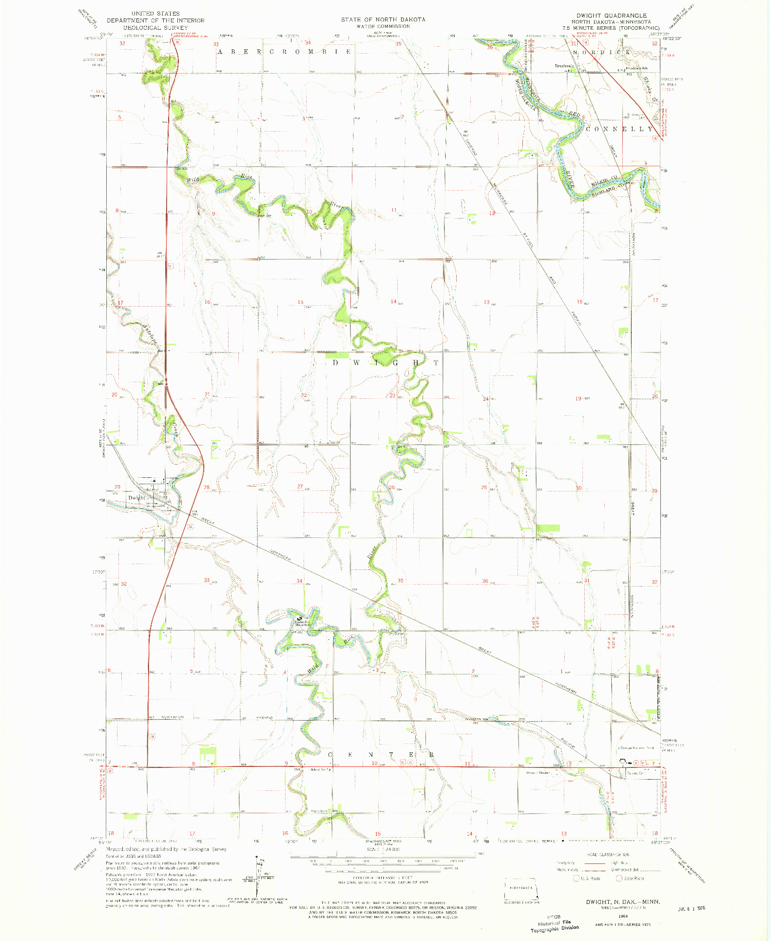 USGS 1:24000-SCALE QUADRANGLE FOR DWIGHT, ND 1964