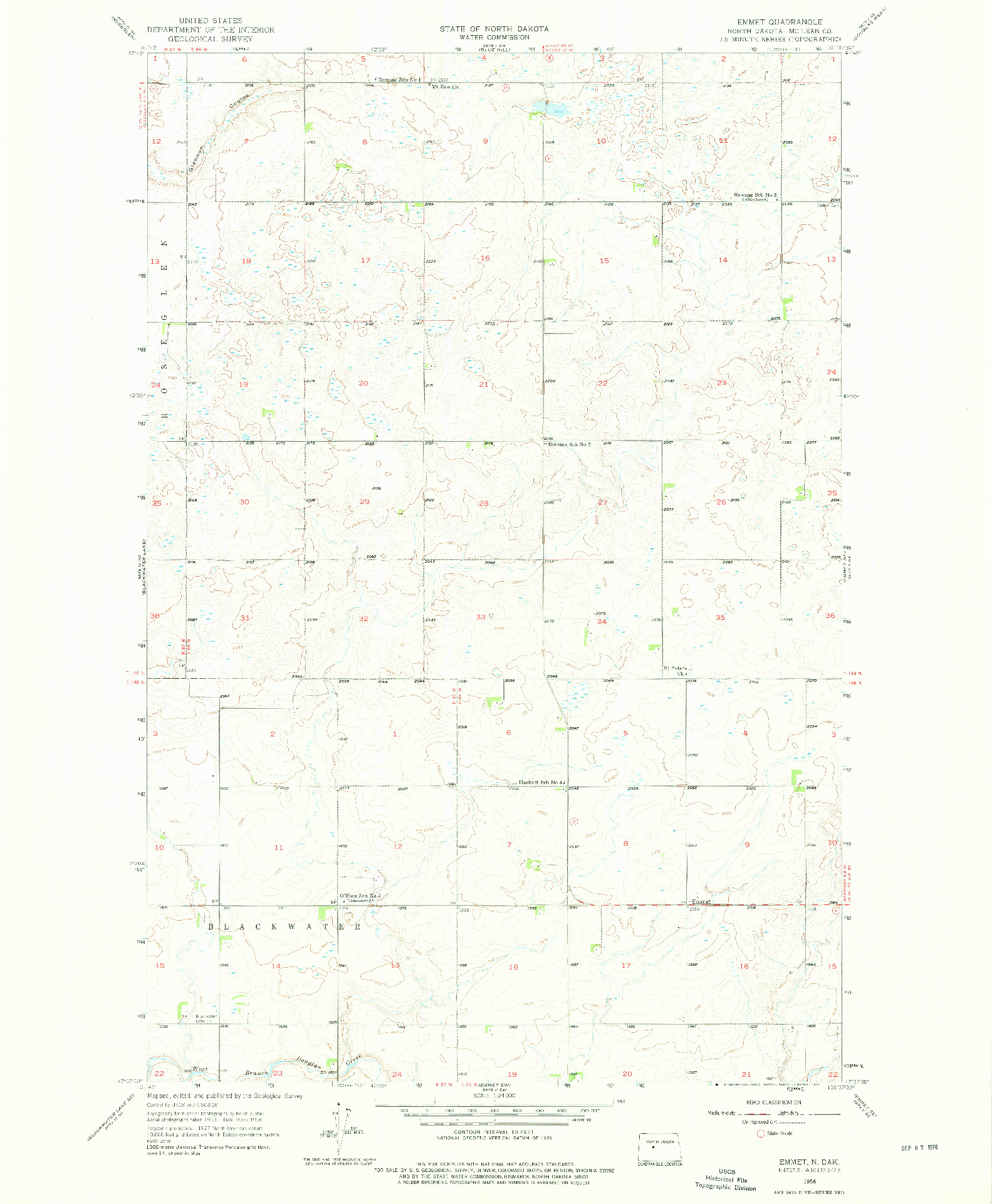 USGS 1:24000-SCALE QUADRANGLE FOR EMMET, ND 1956